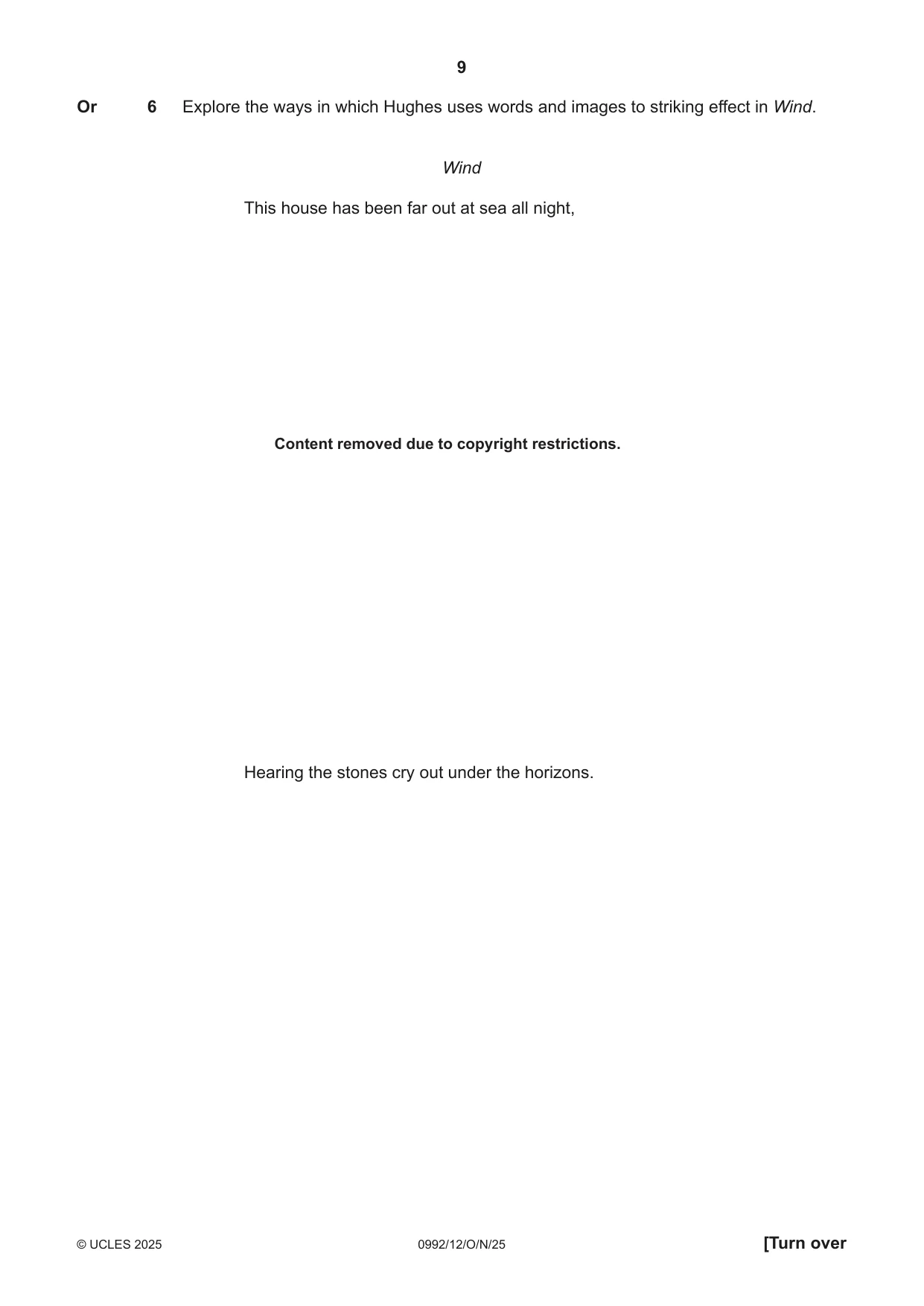 Cambridge IGCSE English - Literature in English (9-1) 0992 2025 Oct/Nov Paper 1 · Variant 2 question paper, page 9 of 28
