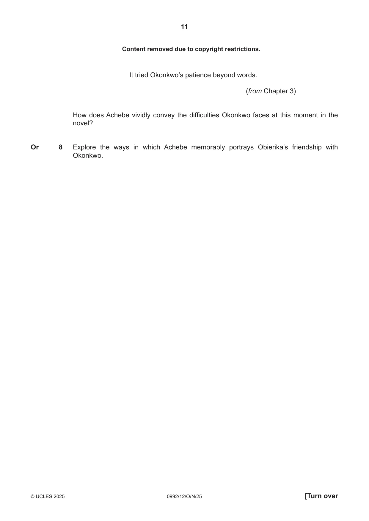 Cambridge IGCSE English - Literature in English (9-1) 0992 2025 Oct/Nov Paper 1 · Variant 2 question paper, page 11 of 28