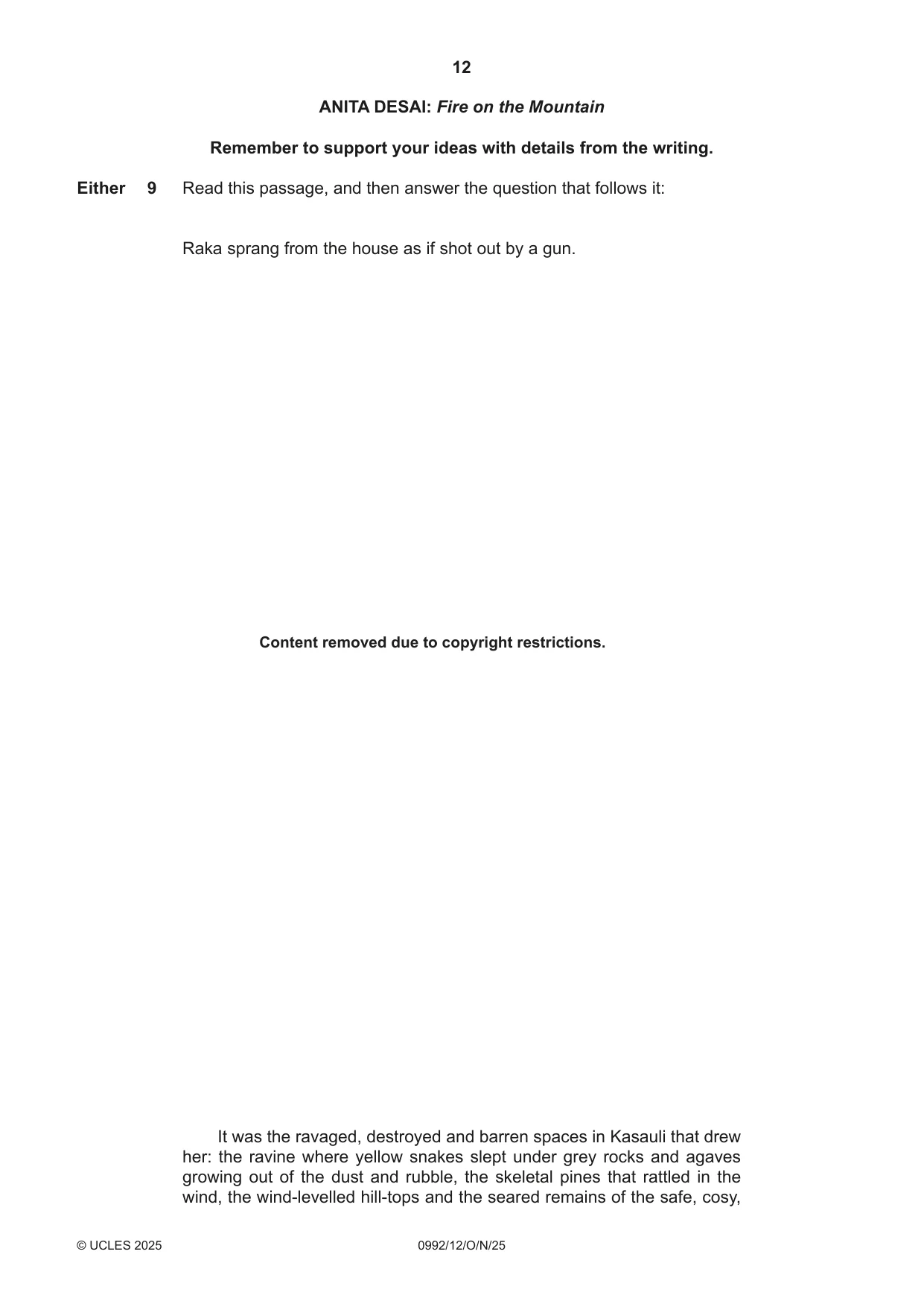 Cambridge IGCSE English - Literature in English (9-1) 0992 2025 Oct/Nov Paper 1 · Variant 2 question paper, page 12 of 28