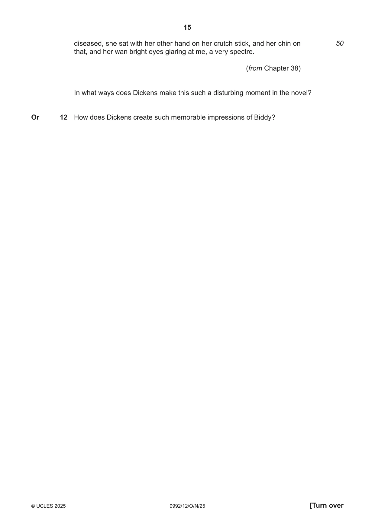 Cambridge IGCSE English - Literature in English (9-1) 0992 2025 Oct/Nov Paper 1 · Variant 2 question paper, page 15 of 28