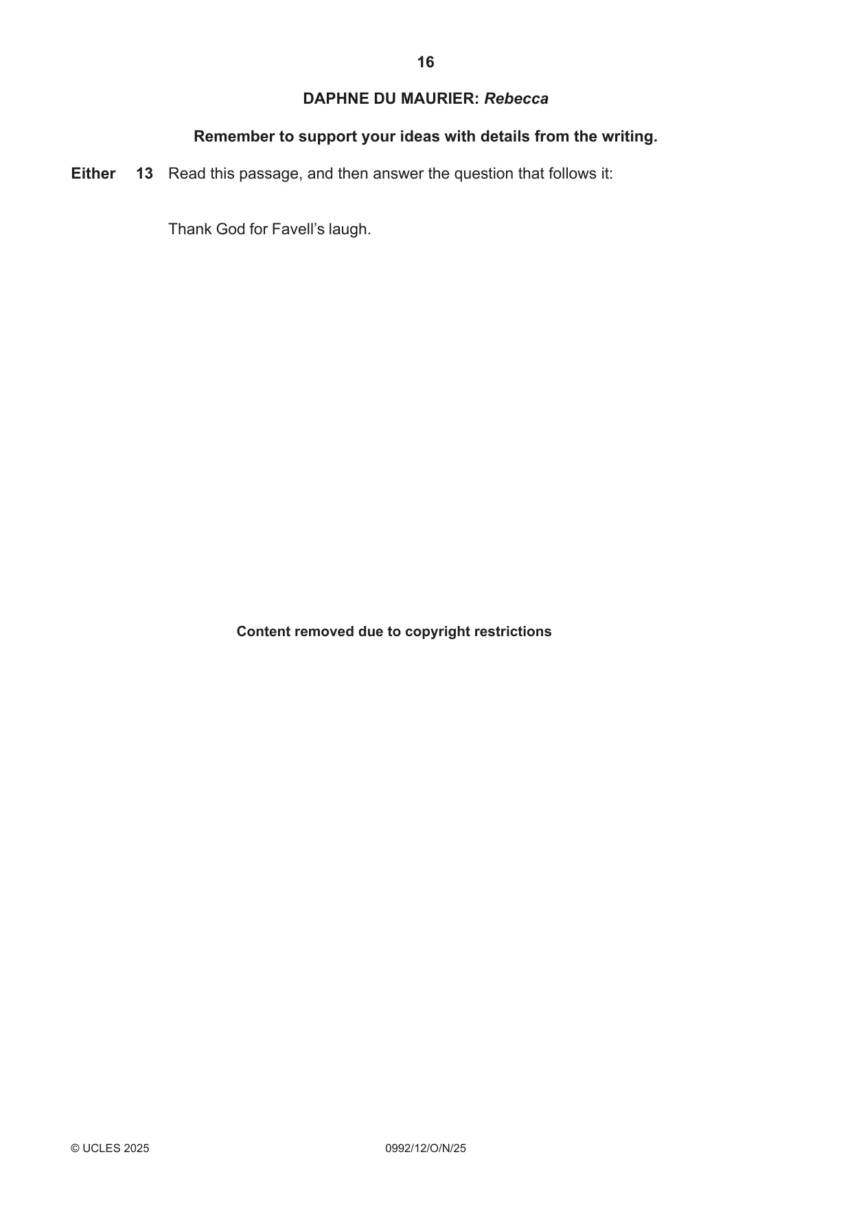 Cambridge IGCSE English - Literature in English (9-1) 0992 2025 Oct/Nov Paper 1 · Variant 2 question paper, page 16 of 28