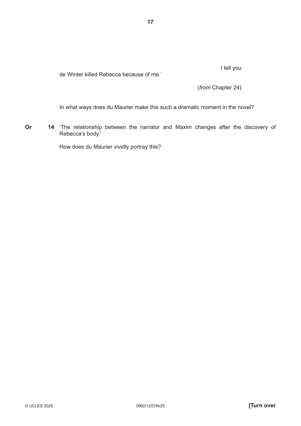 Cambridge IGCSE English - Literature in English (9-1) 0992 2025 Oct/Nov Paper 1 · Variant 2 question paper, page 17 of 28