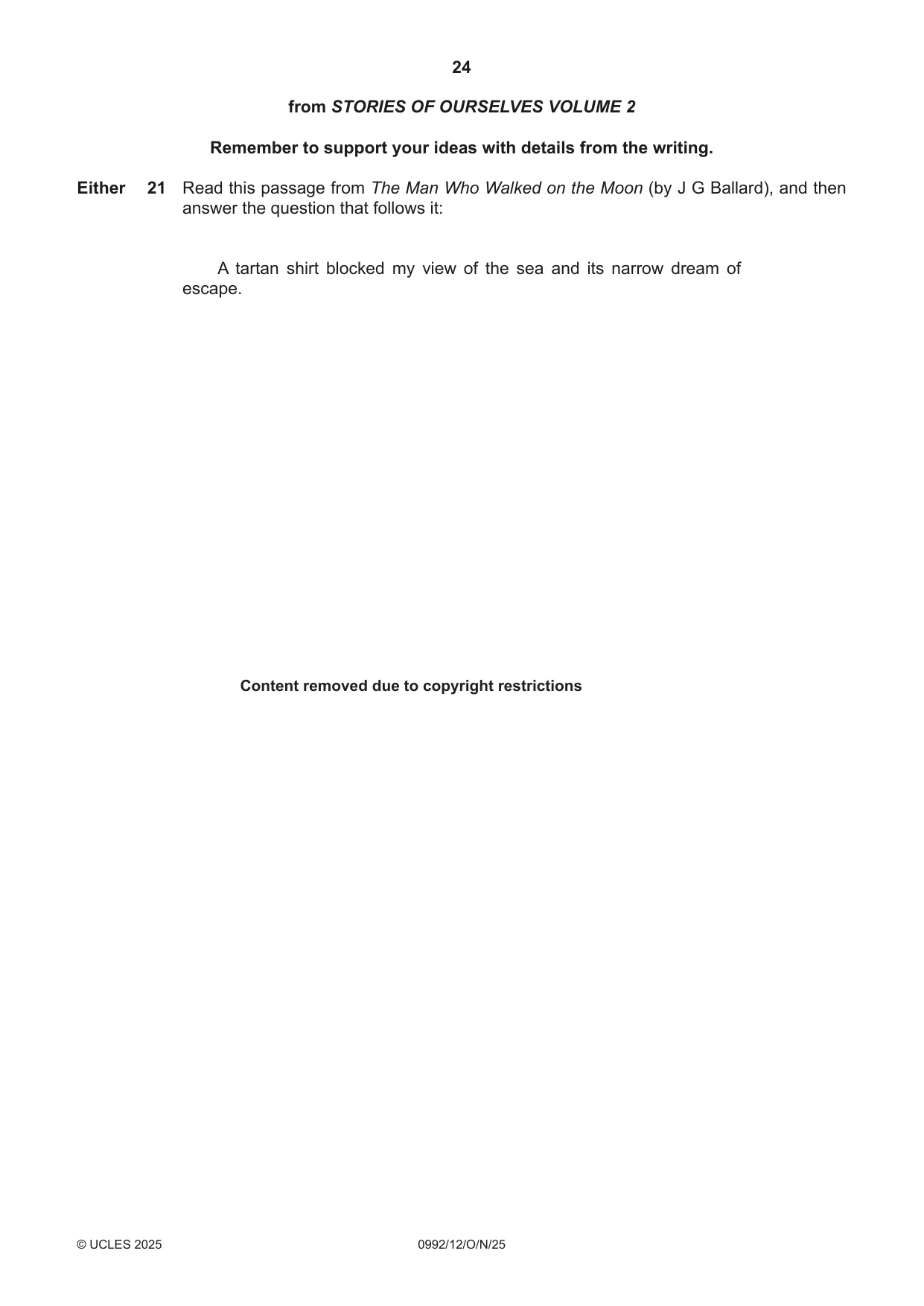 Cambridge IGCSE English - Literature in English (9-1) 0992 2025 Oct/Nov Paper 1 · Variant 2 question paper, page 24 of 28