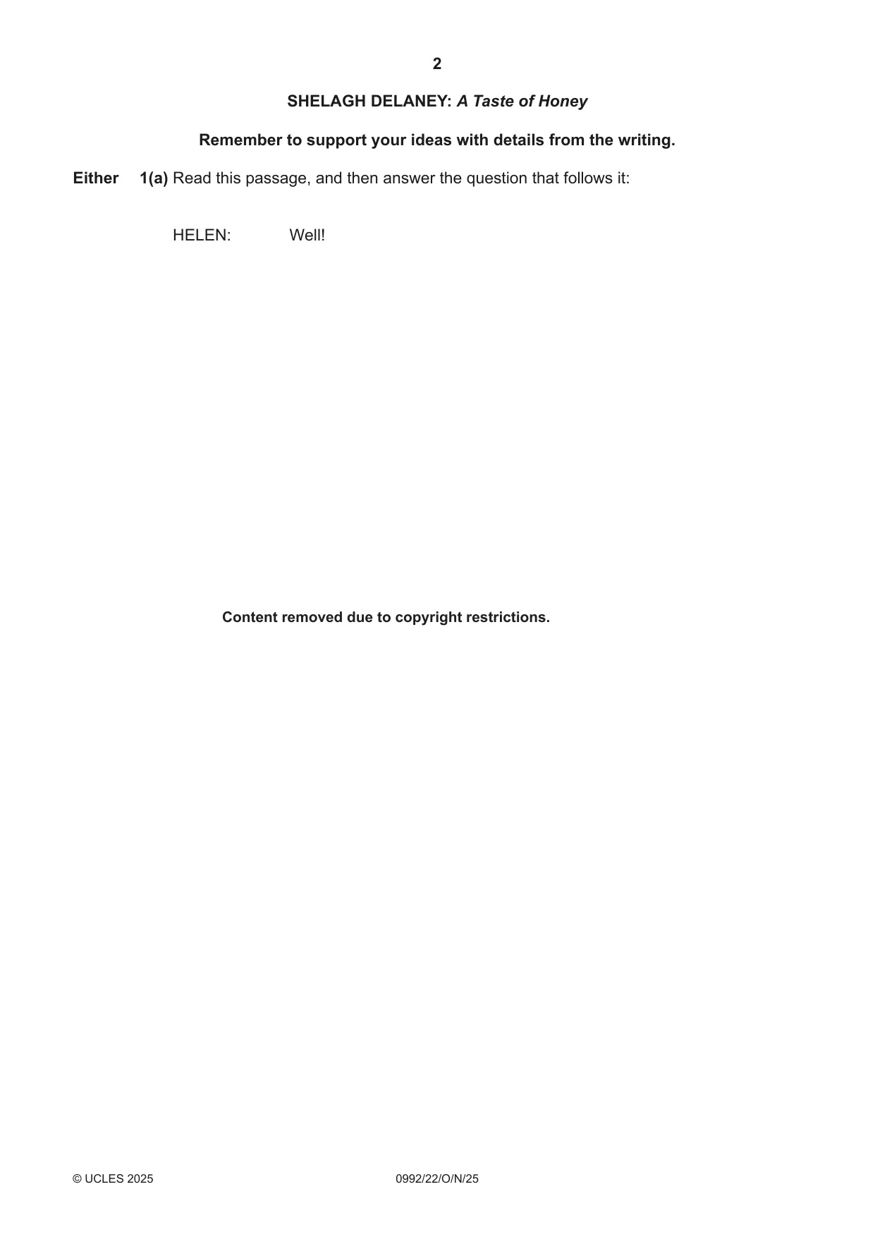 Cambridge IGCSE English - Literature in English (9-1) 0992 2025 Oct/Nov Paper 2 · Variant 2 question paper, page 2 of 12