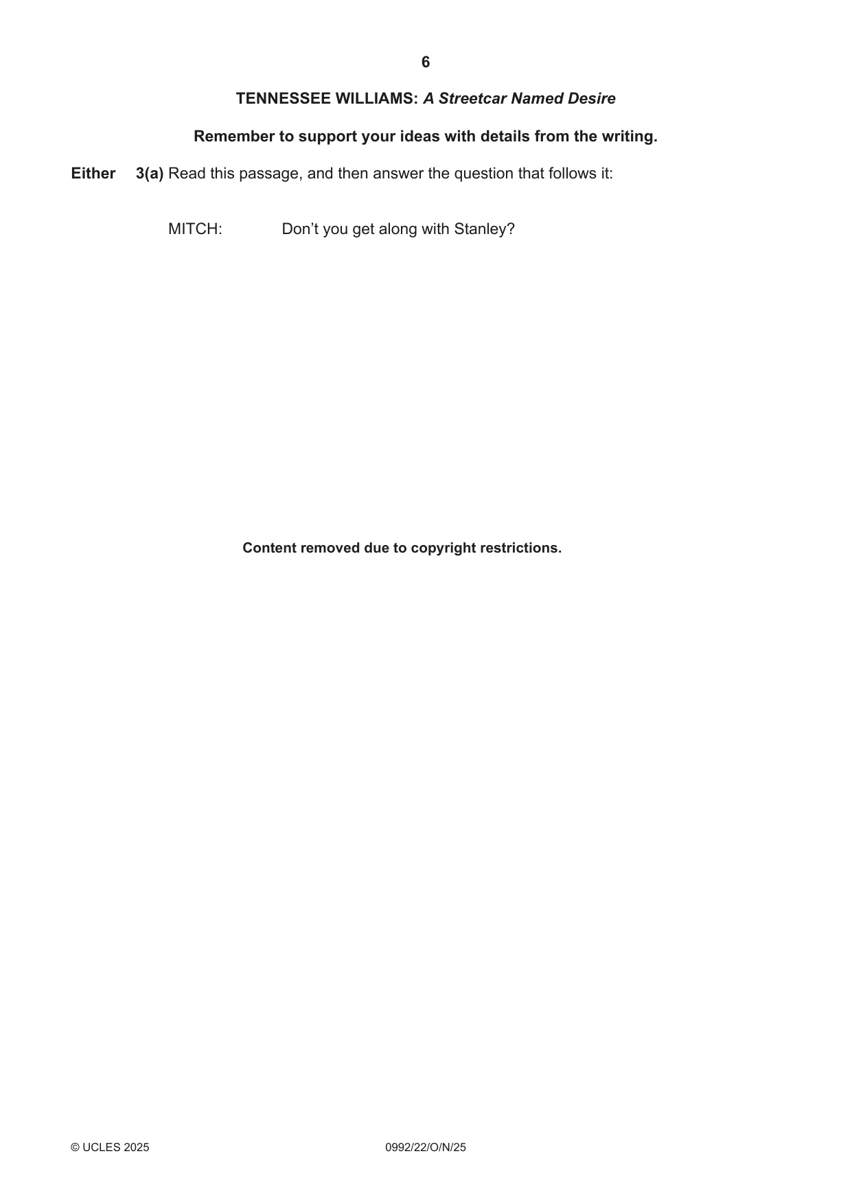 Cambridge IGCSE English - Literature in English (9-1) 0992 2025 Oct/Nov Paper 2 · Variant 2 question paper, page 6 of 12