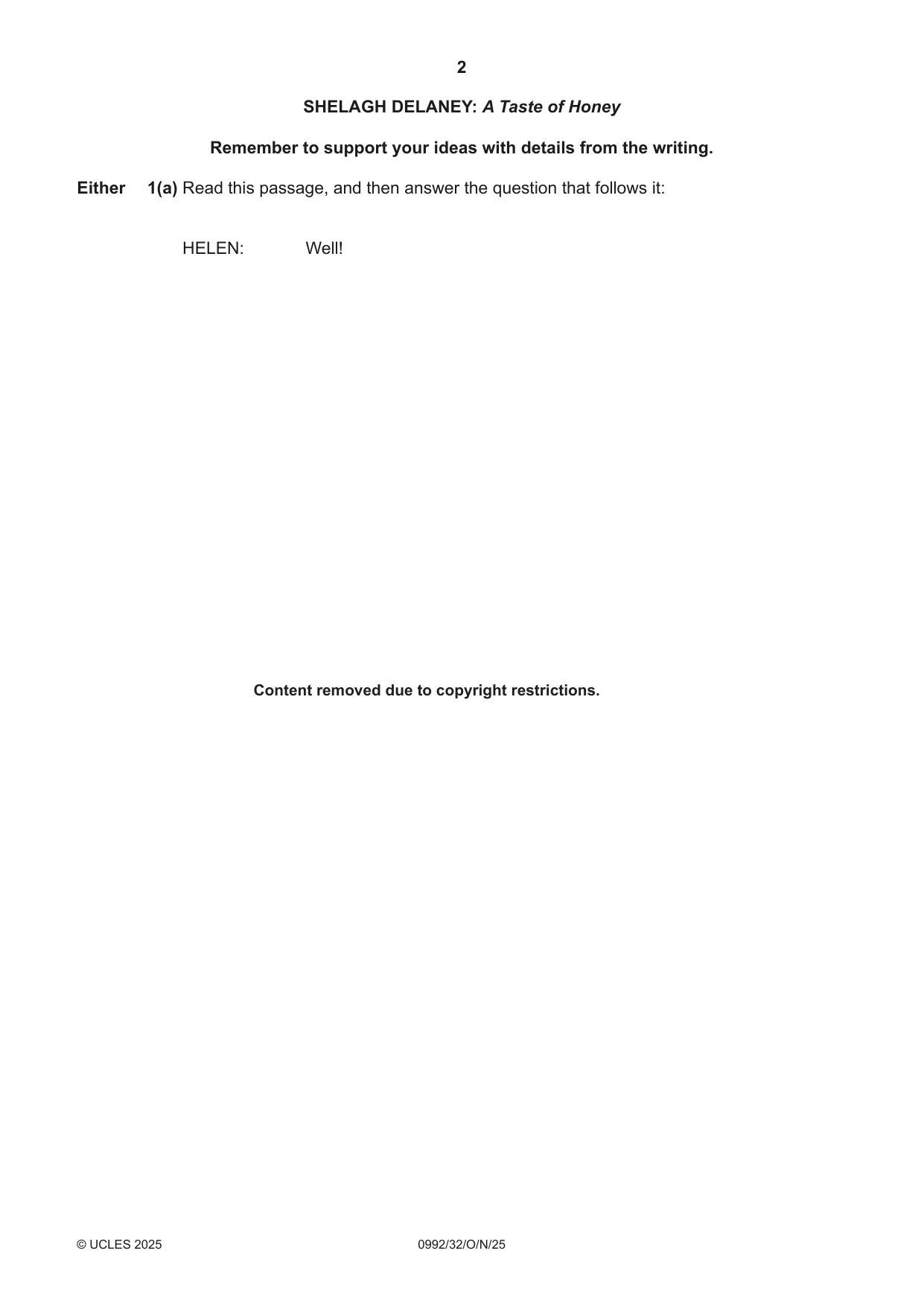 Cambridge IGCSE English - Literature in English (9-1) 0992 2025 Oct/Nov Paper 3 · Variant 2 question paper, page 2 of 12