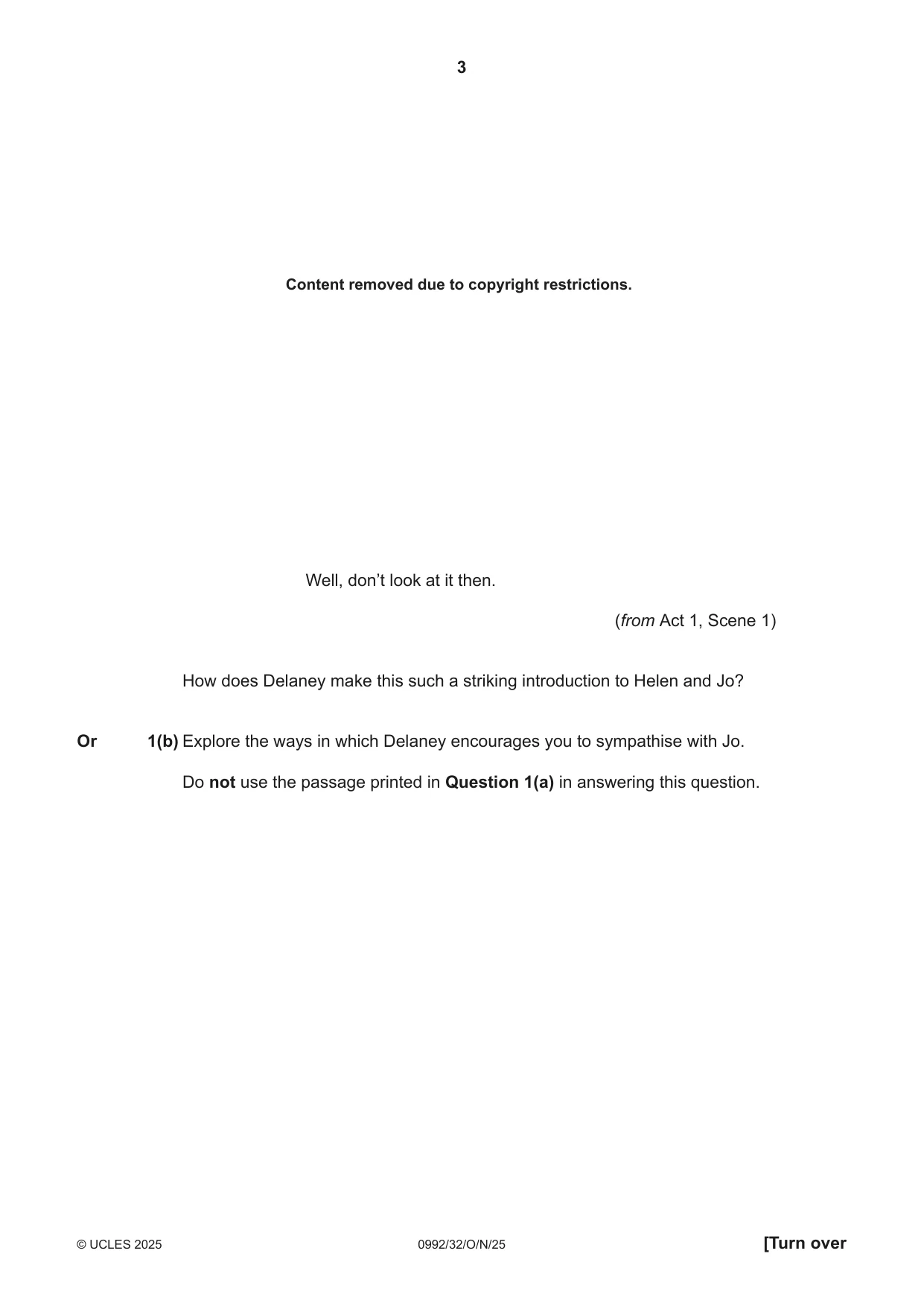 Cambridge IGCSE English - Literature in English (9-1) 0992 2025 Oct/Nov Paper 3 · Variant 2 question paper, page 3 of 12
