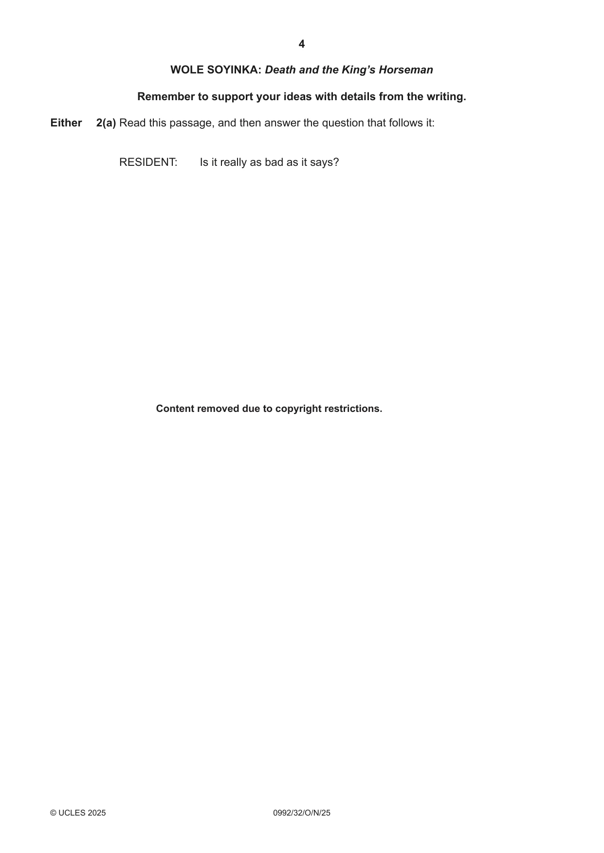 Cambridge IGCSE English - Literature in English (9-1) 0992 2025 Oct/Nov Paper 3 · Variant 2 question paper, page 4 of 12