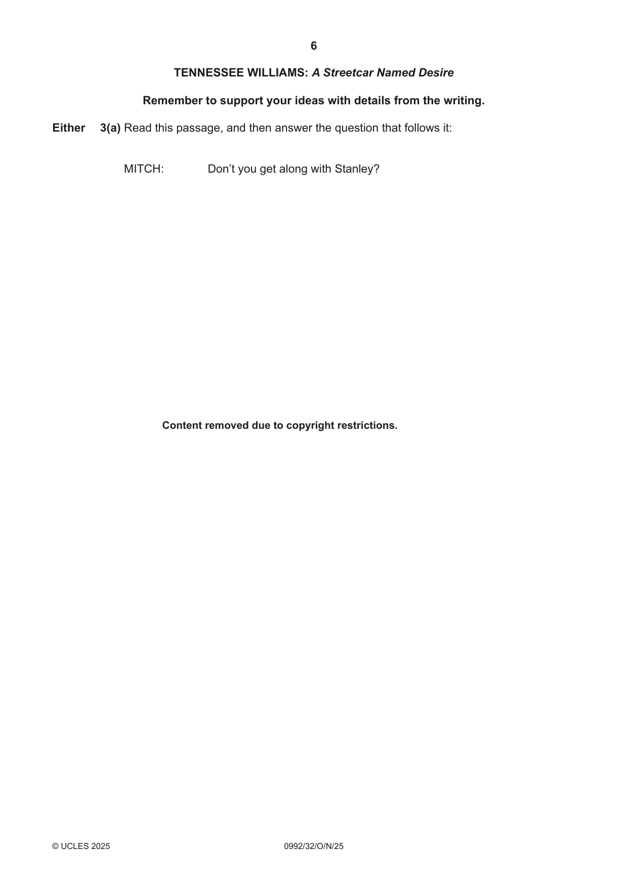 Cambridge IGCSE English - Literature in English (9-1) 0992 2025 Oct/Nov Paper 3 · Variant 2 question paper, page 6 of 12