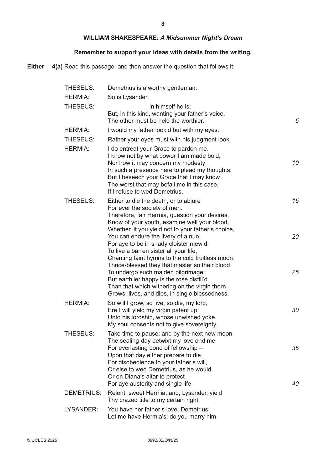 Cambridge IGCSE English - Literature in English (9-1) 0992 2025 Oct/Nov Paper 3 · Variant 2 question paper, page 8 of 12