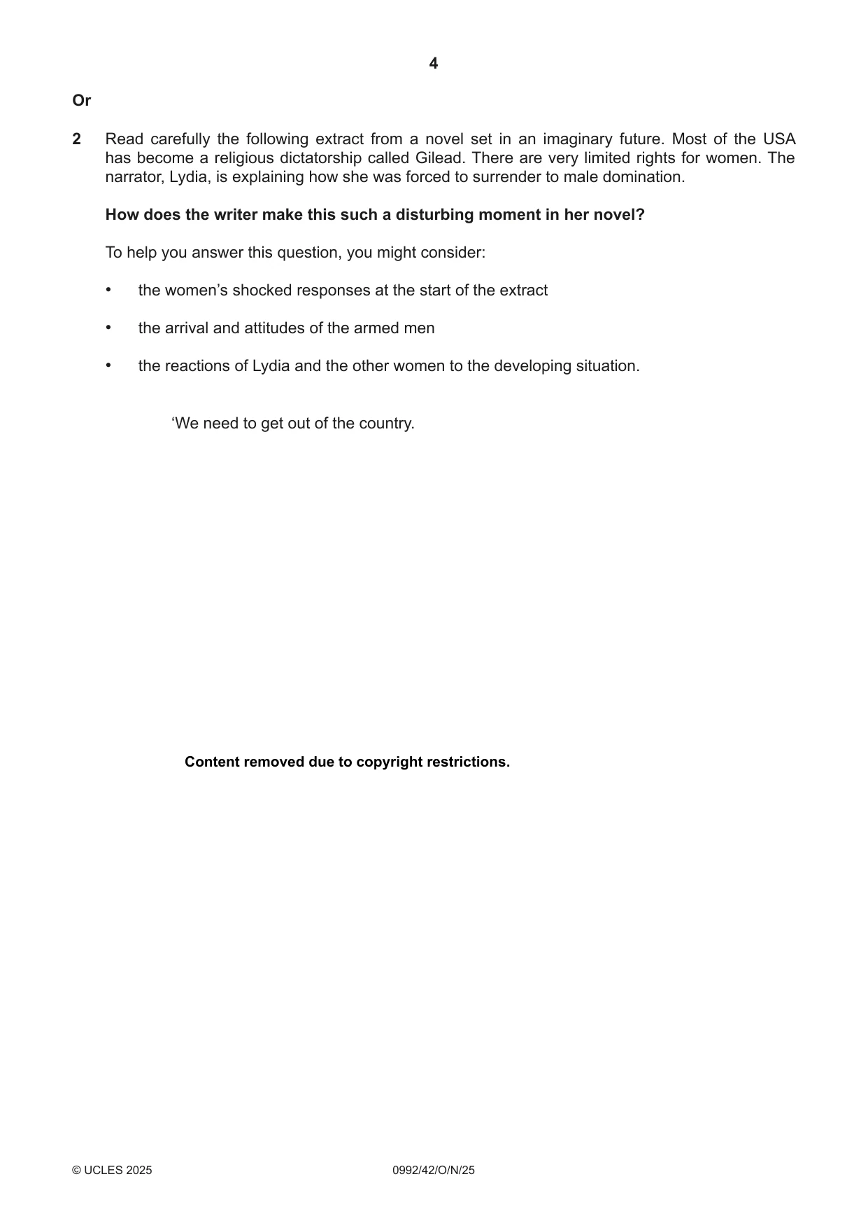 Cambridge IGCSE English - Literature in English (9-1) 0992 2025 Oct/Nov Paper 4 · Variant 2 question paper, page 4 of 8