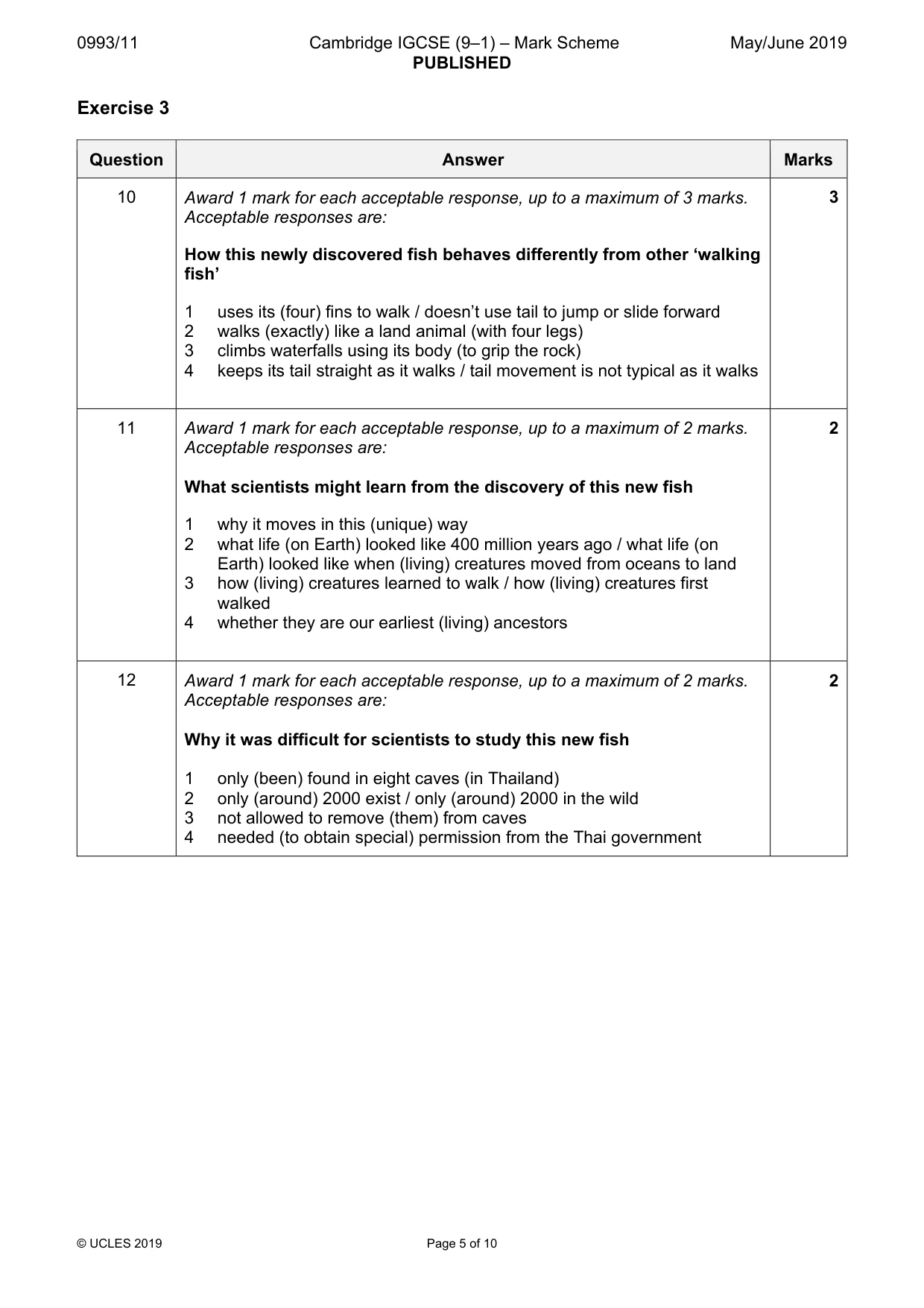 Mark scheme, page 5 of 10