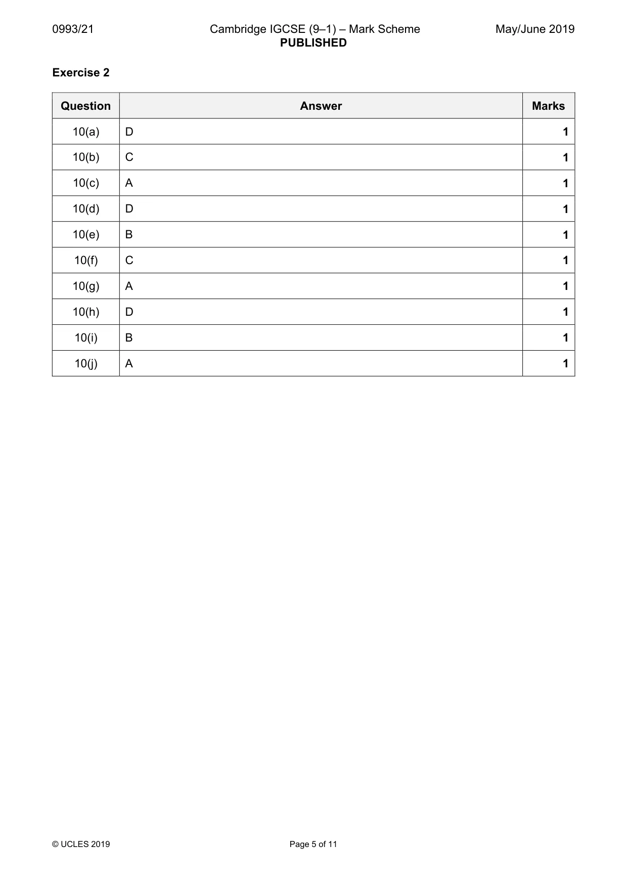 Mark scheme, page 5 of 11