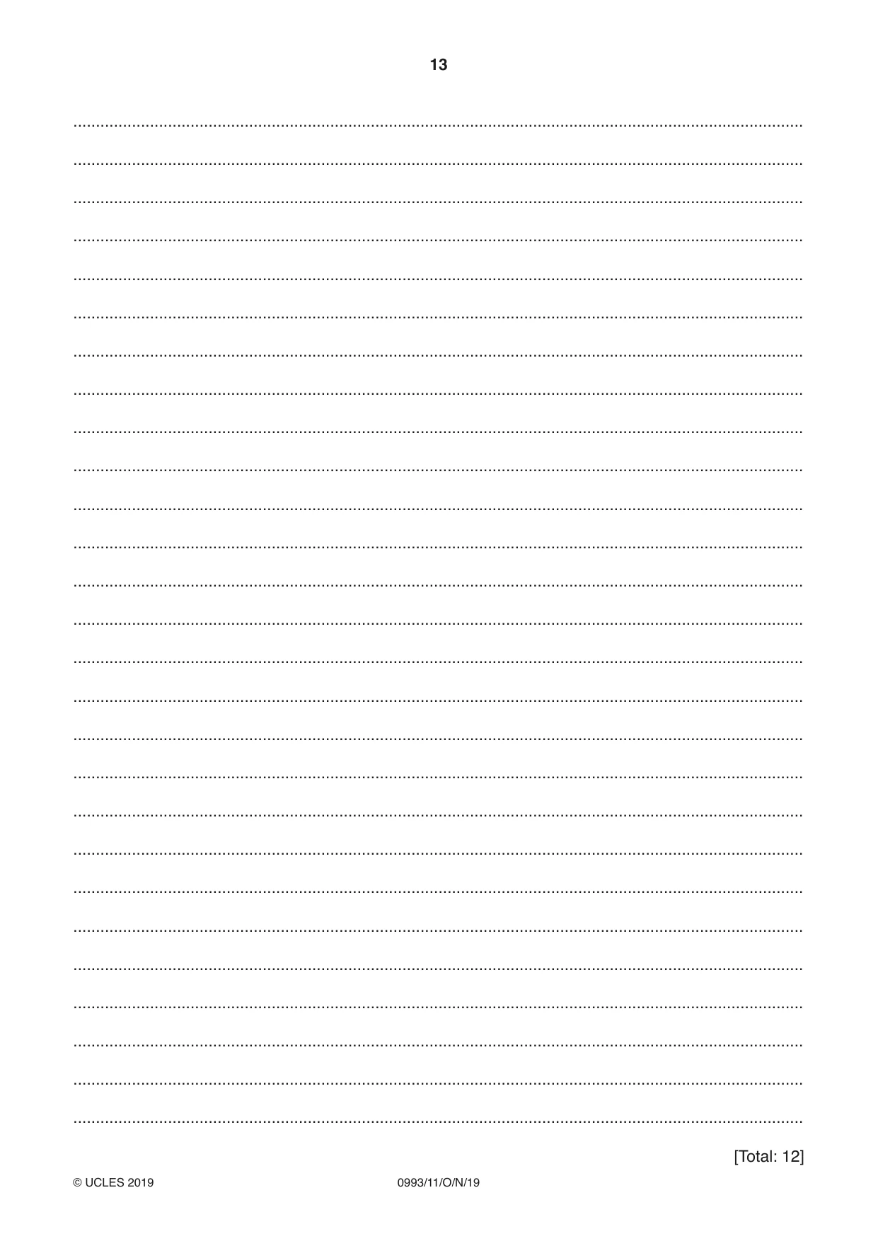 Cambridge IGCSE English Second Language (Speaking Endorsement) (9-1) 0993 2019 Oct/Nov Paper 1 · Variant 1 question paper, page 13 of 16