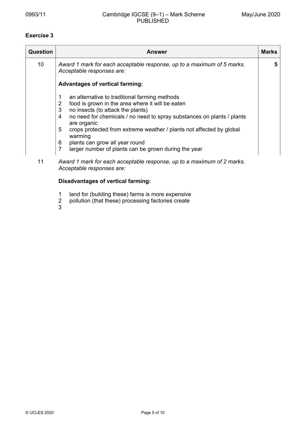 Mark scheme, page 5 of 5