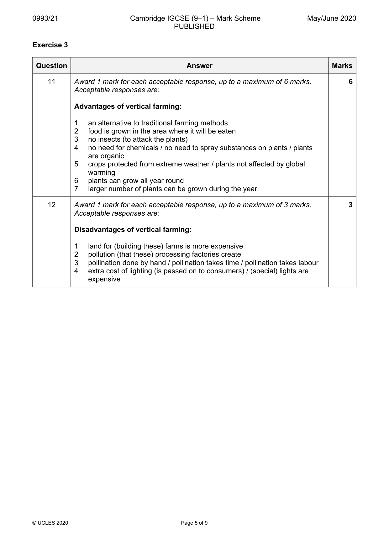 Mark scheme, page 5 of 9