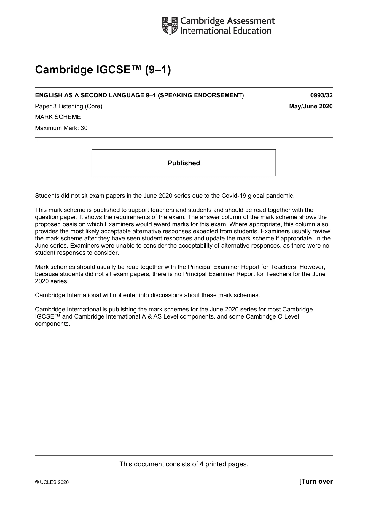 Mark scheme, page 1 of 4