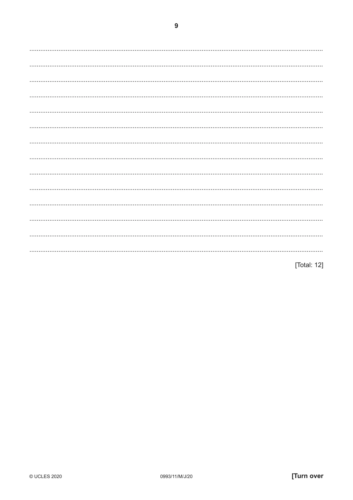 Cambridge IGCSE English Second Language (Speaking Endorsement) (9-1) 0993 2020 May/June Paper 1 · Variant 1 question paper, page 9 of 16