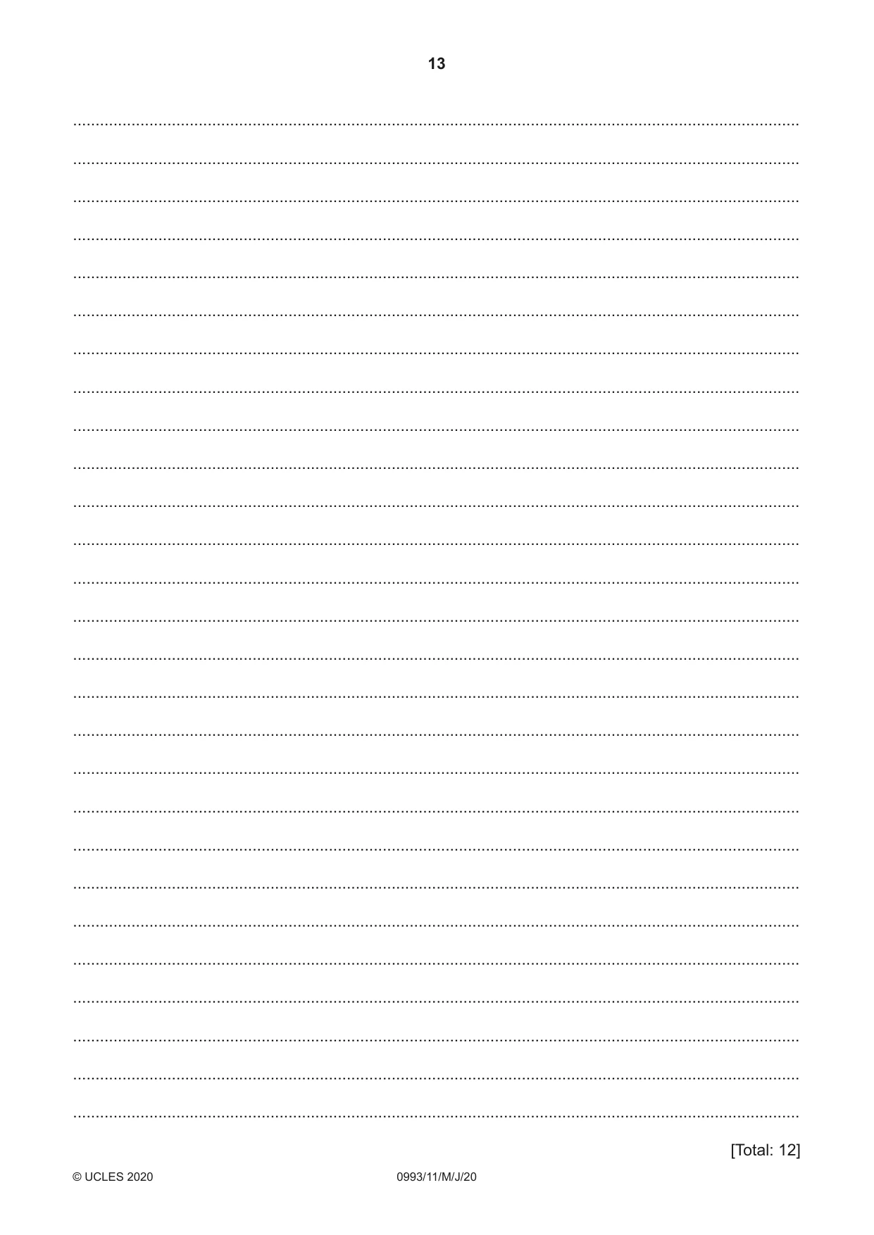 Cambridge IGCSE English Second Language (Speaking Endorsement) (9-1) 0993 2020 May/June Paper 1 · Variant 1 question paper, page 13 of 16