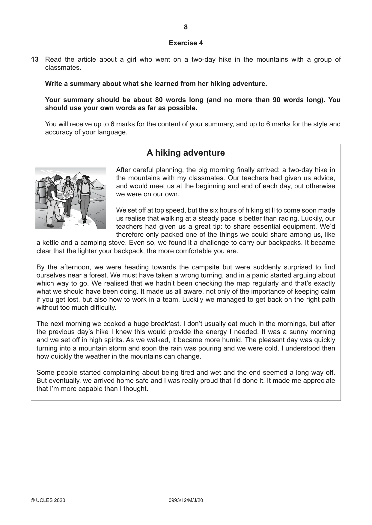 Cambridge IGCSE English Second Language (Speaking Endorsement) (9-1) 0993 2020 May/June Paper 1 · Variant 2 question paper, page 8 of 16