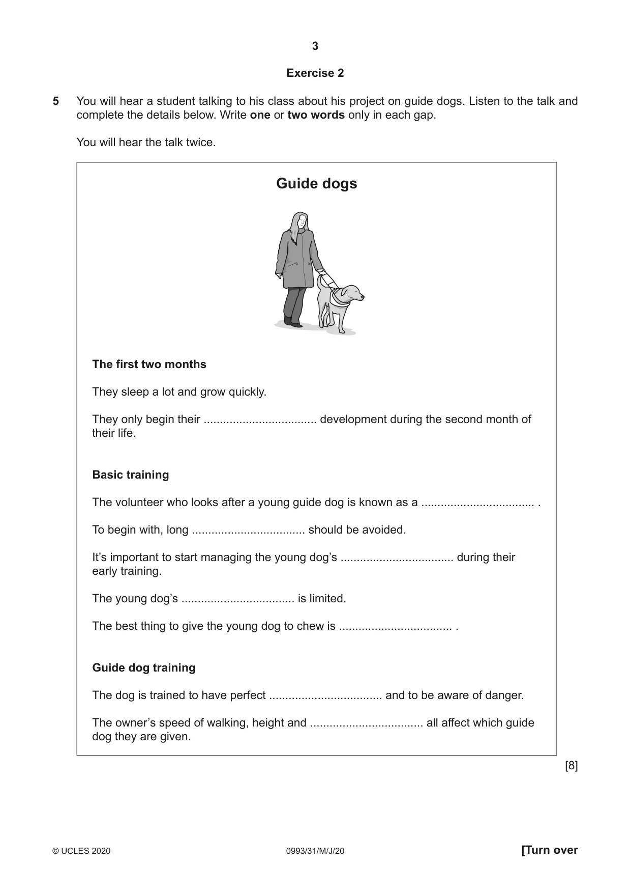 Cambridge IGCSE English Second Language (Speaking Endorsement) (9-1) 0993 2020 May/June Paper 3 · Variant 1 question paper, page 3 of 8