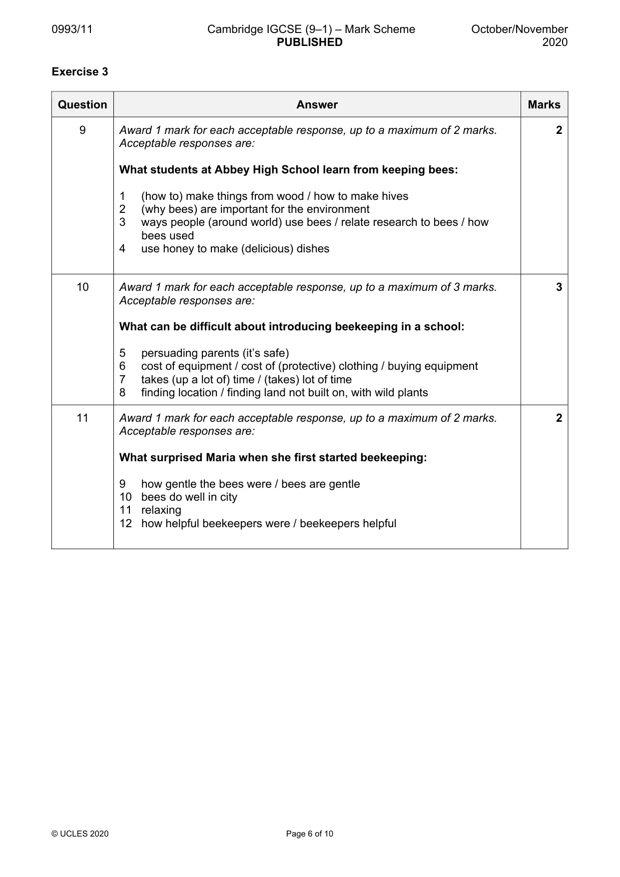 Mark scheme, page 6 of 10