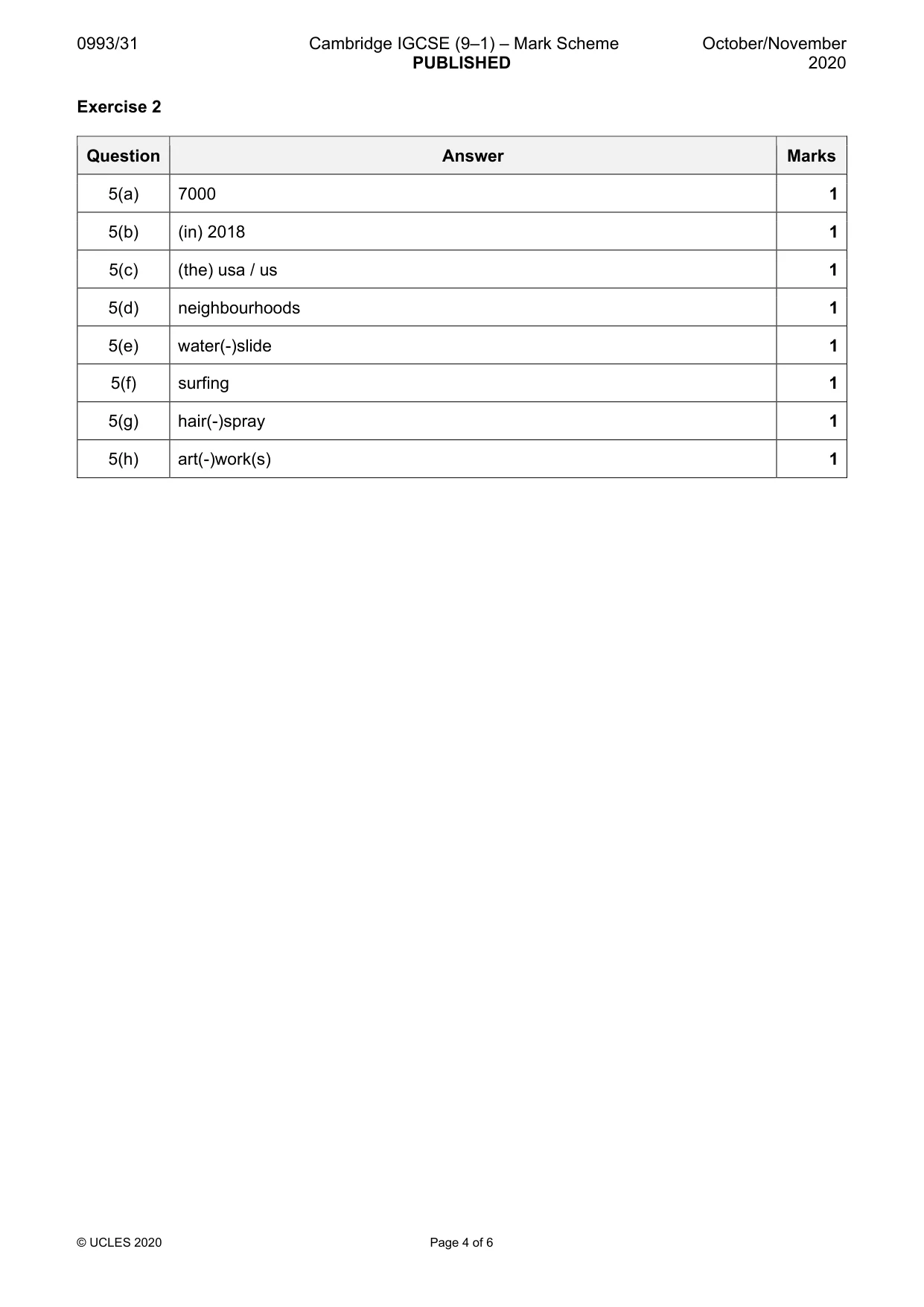 Mark scheme, page 4 of 6