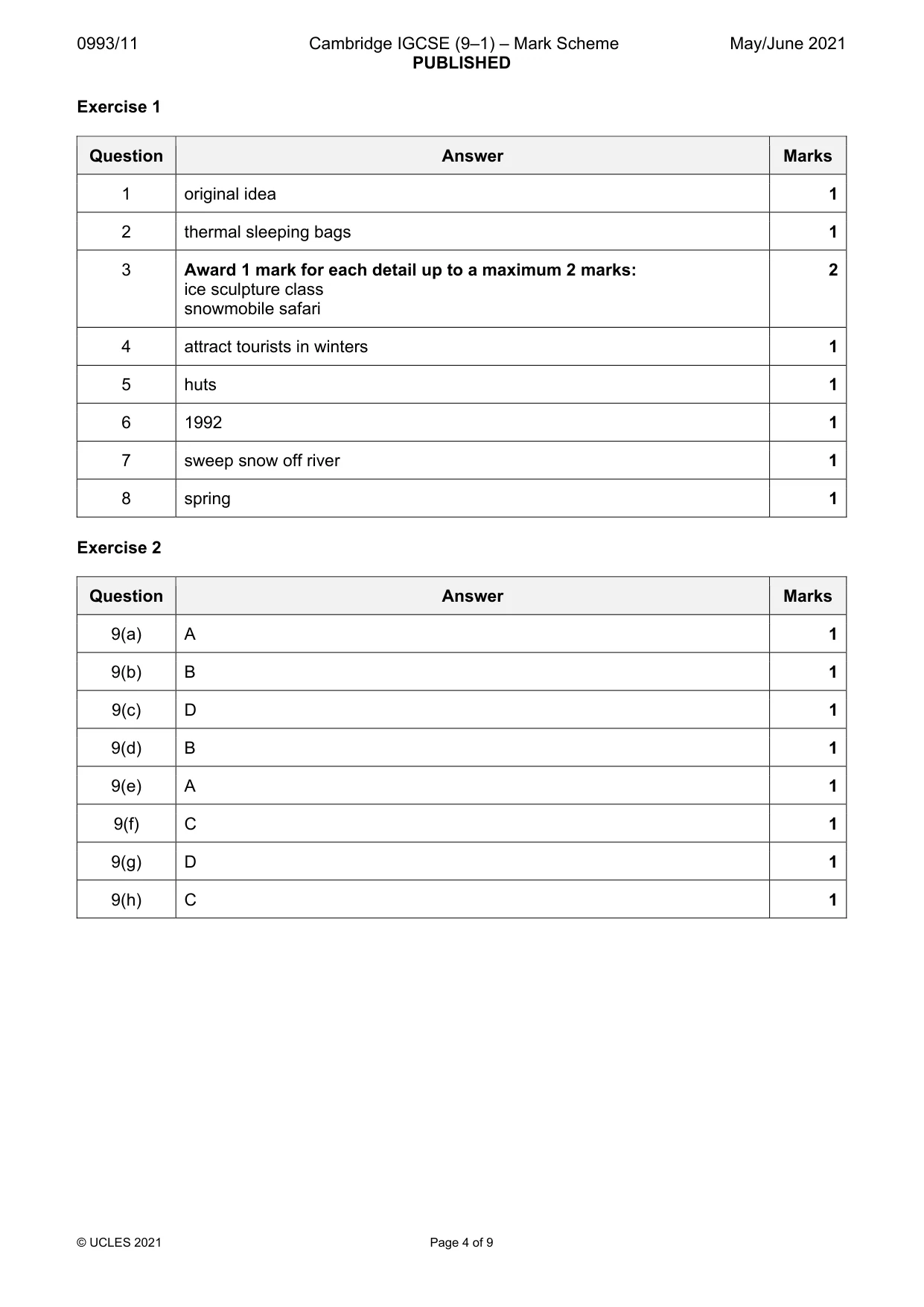 Mark scheme, page 4 of 9