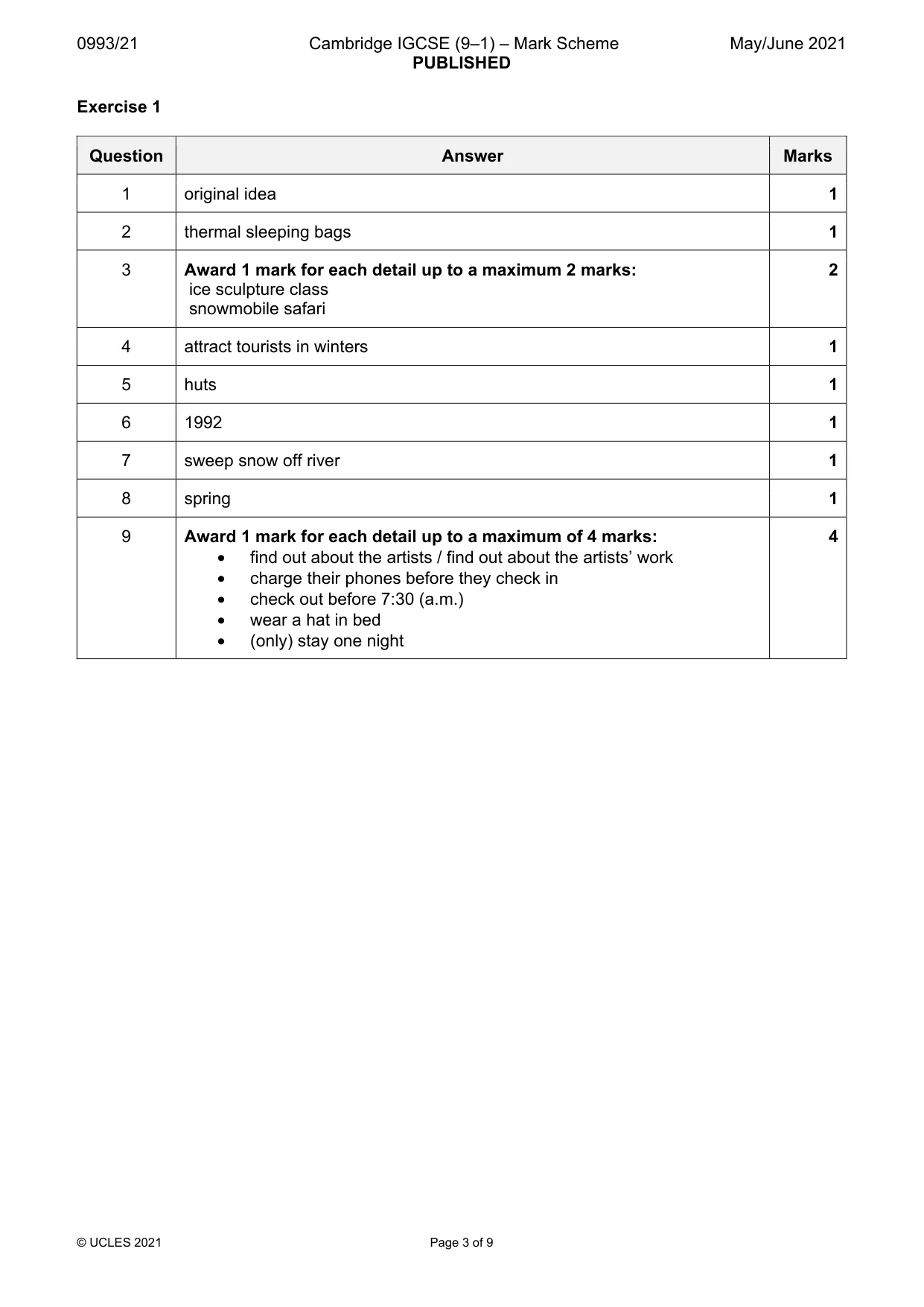 Mark scheme, page 3 of 9