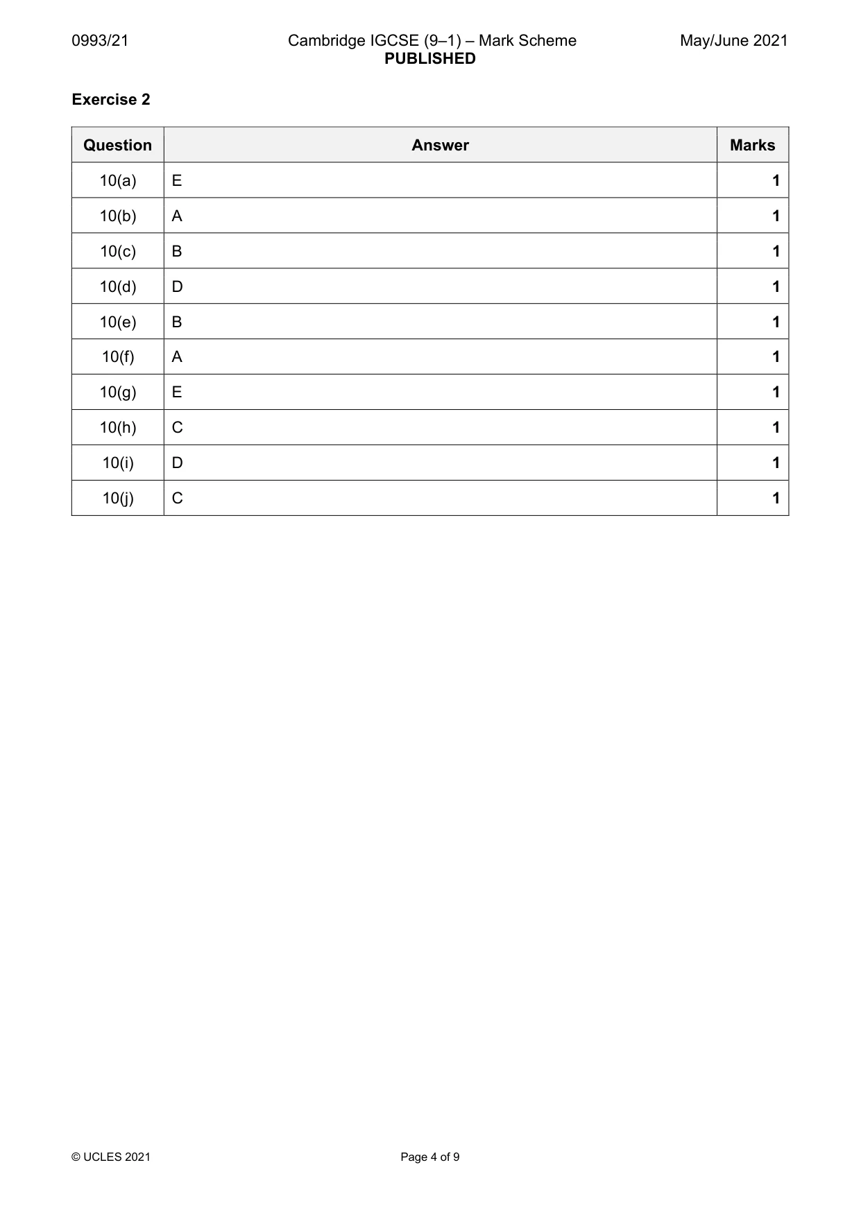 Mark scheme, page 4 of 9