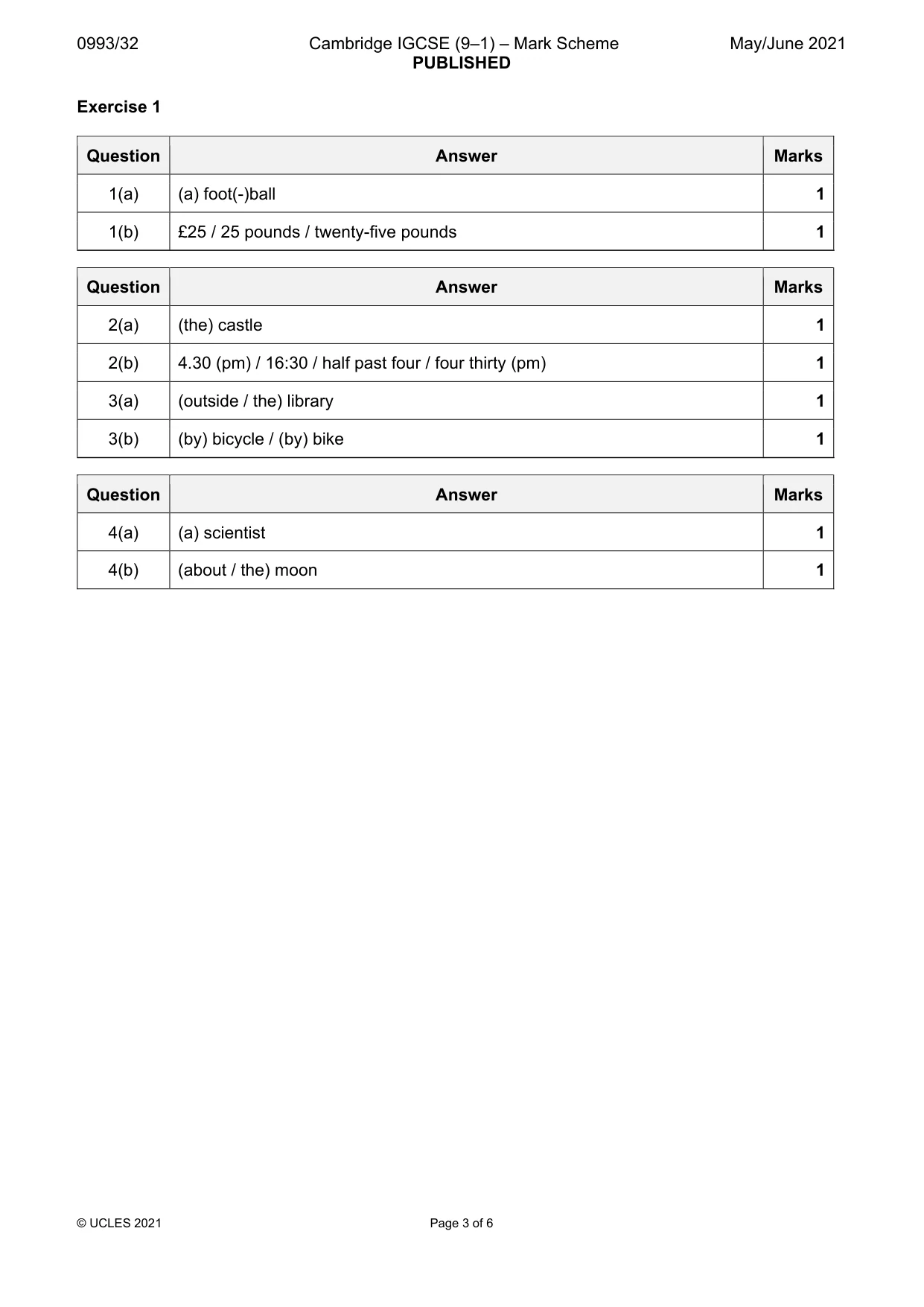 Mark scheme, page 3 of 6
