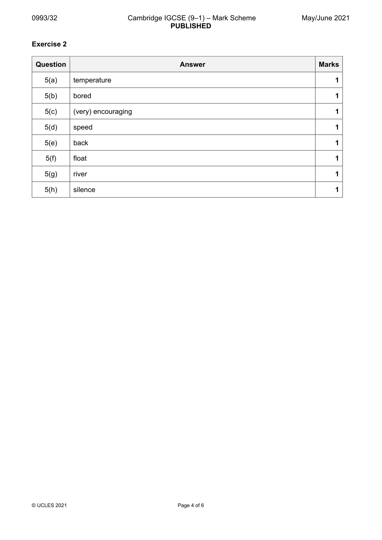 Mark scheme, page 4 of 6