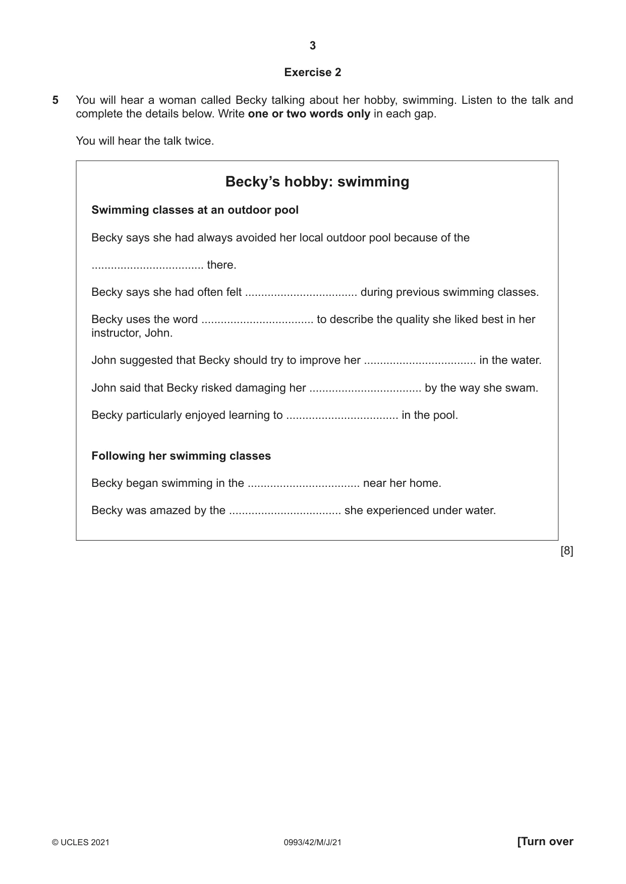 Cambridge IGCSE English Second Language (Speaking Endorsement) (9-1) 0993 2021 May/June Paper 4 · Variant 2 question paper, page 3 of 12