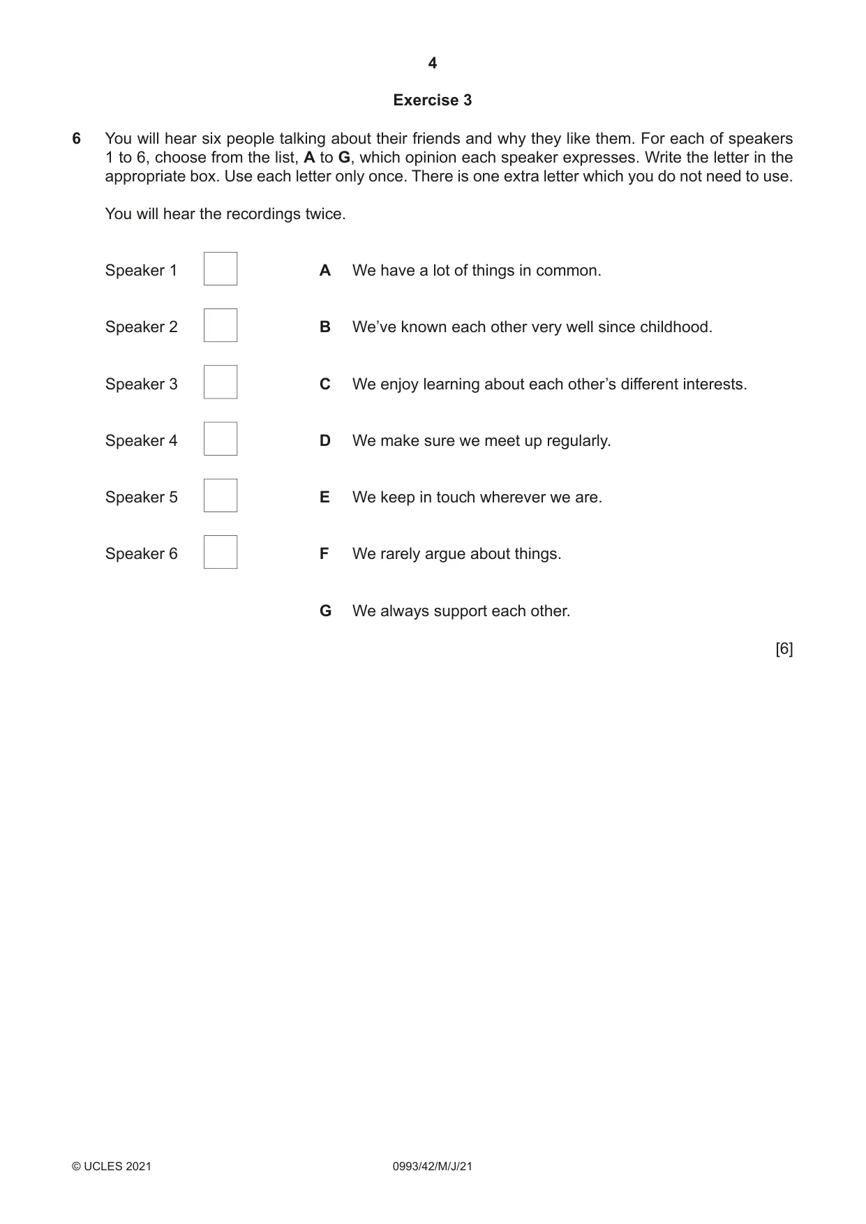 Cambridge IGCSE English Second Language (Speaking Endorsement) (9-1) 0993 2021 May/June Paper 4 · Variant 2 question paper, page 4 of 12