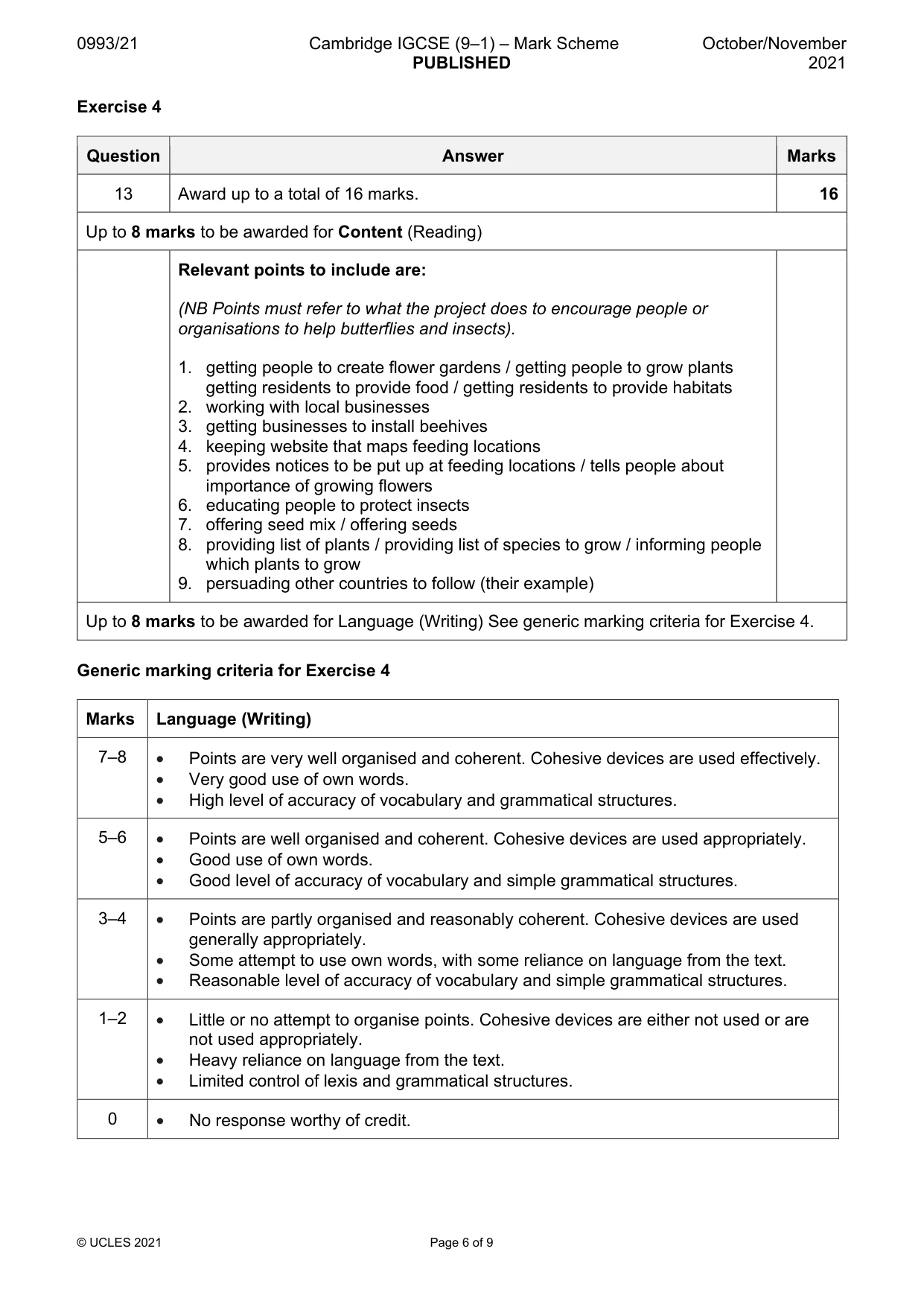 Mark scheme, page 6 of 9