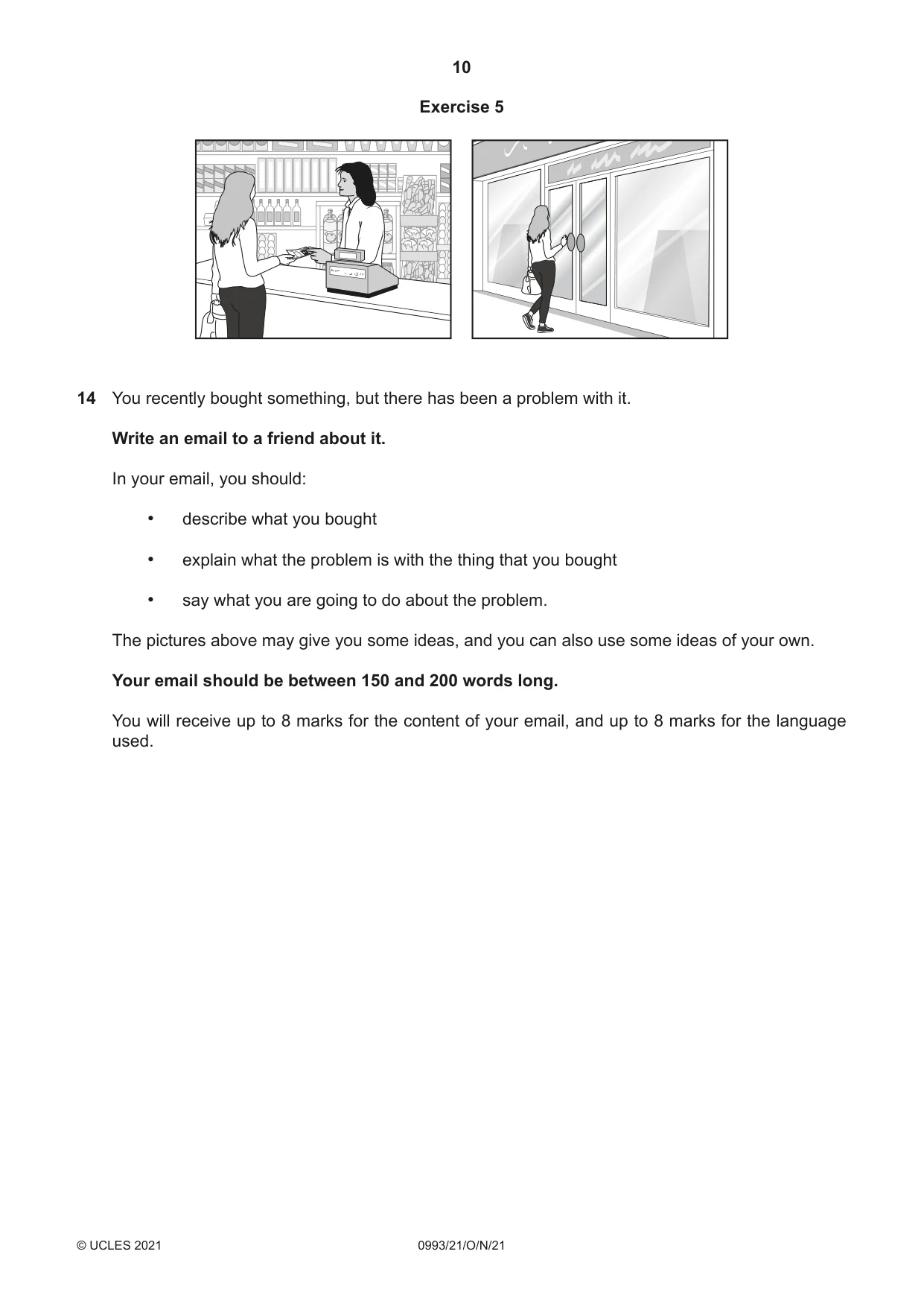 Cambridge IGCSE English Second Language (Speaking Endorsement) (9-1) 0993 2021 Oct/Nov Paper 2 · Variant 1 question paper, page 10 of 16