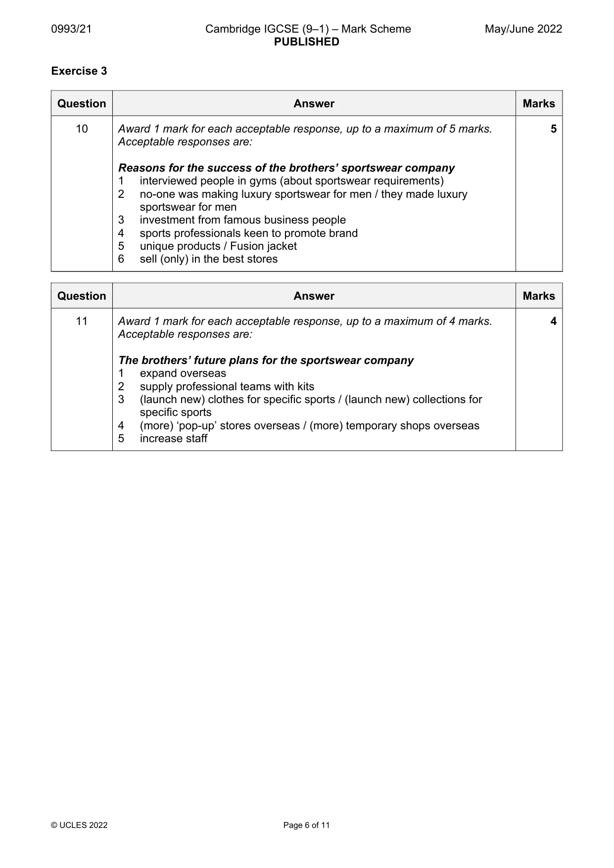 Mark scheme, page 6 of 11