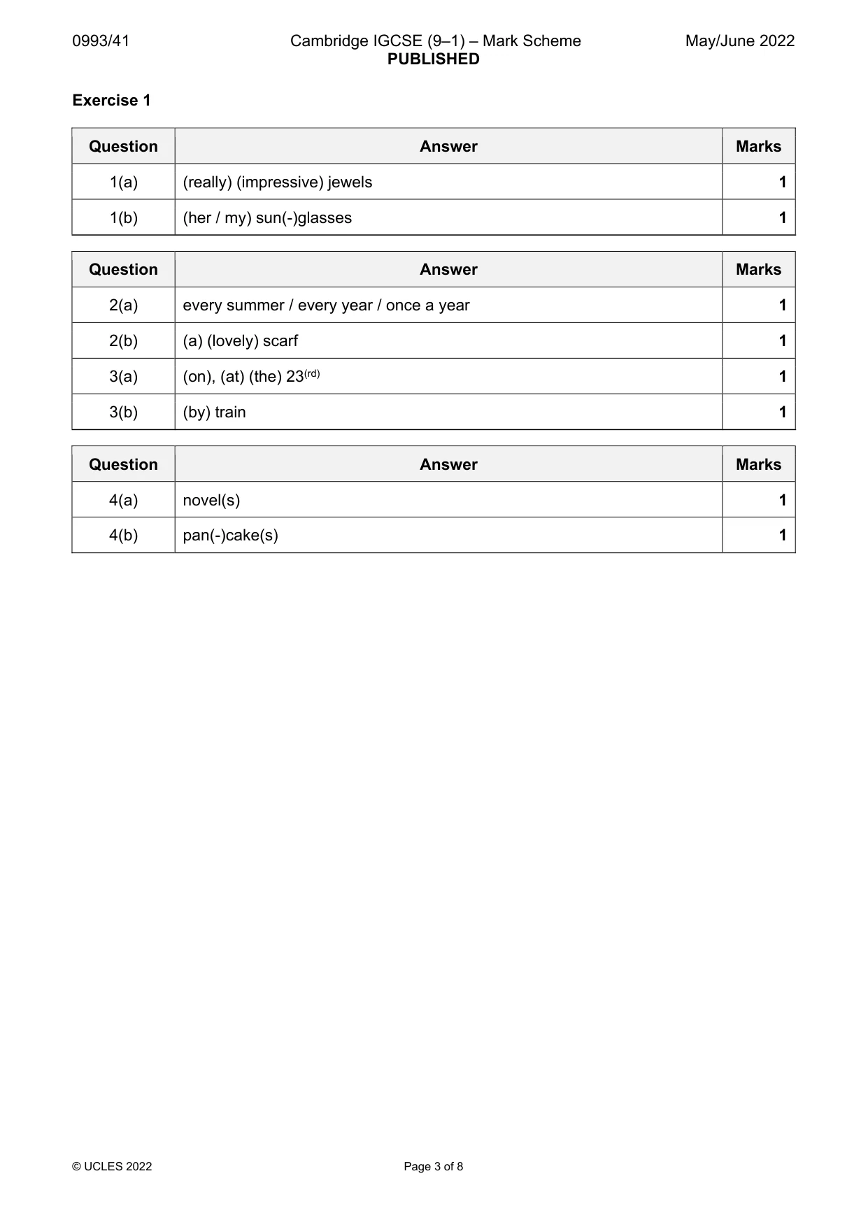 Mark scheme, page 3 of 8