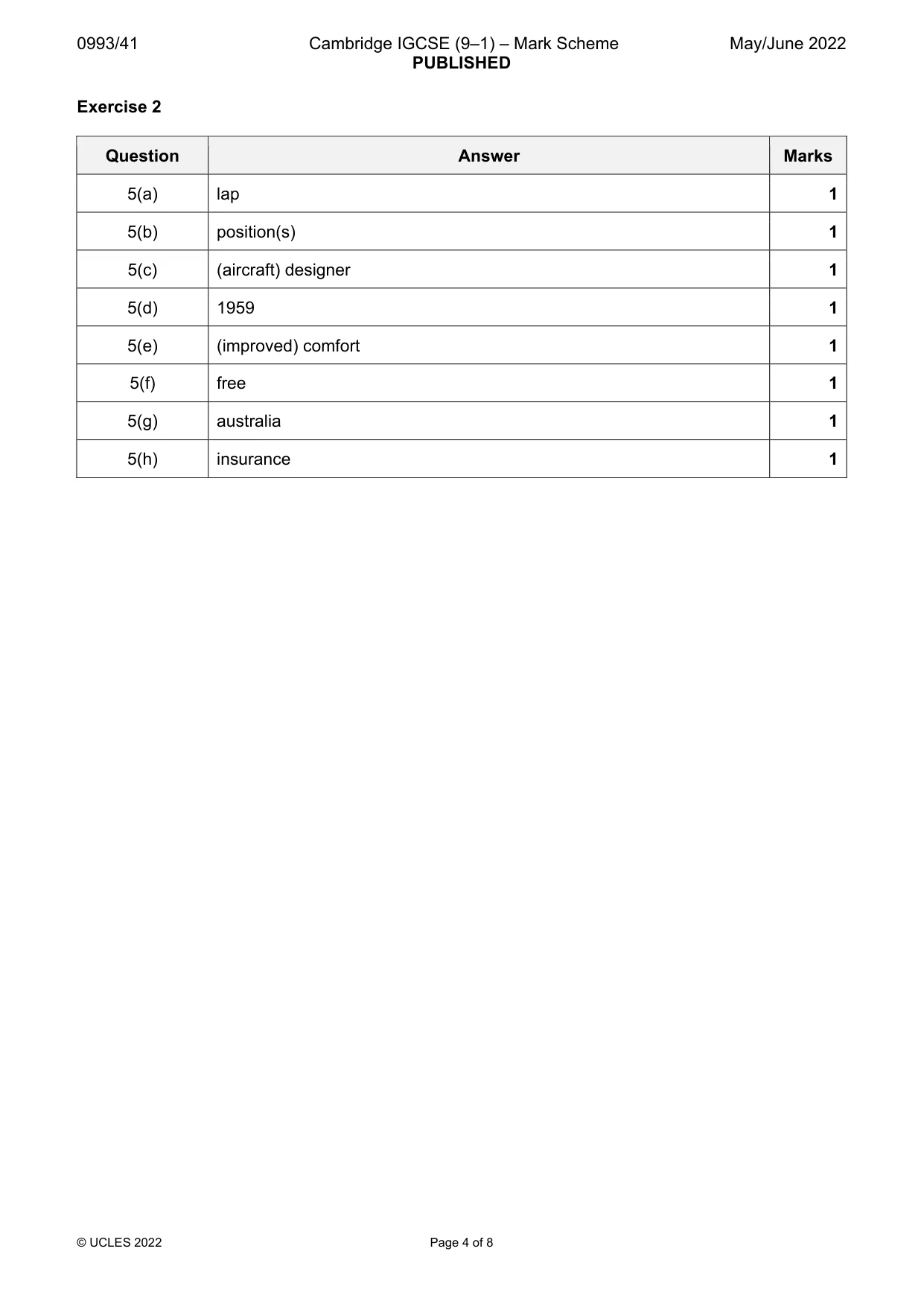 Mark scheme, page 4 of 8
