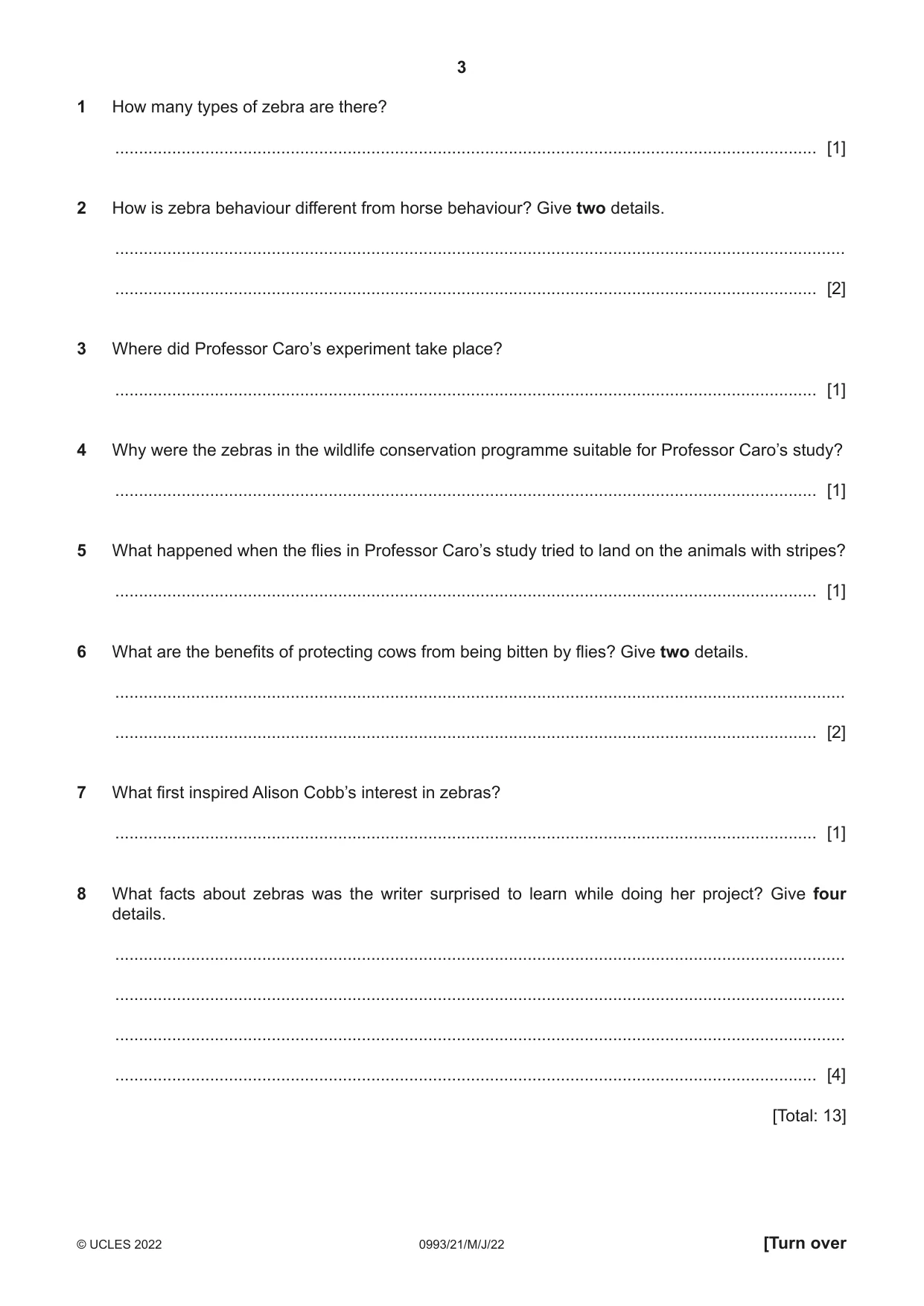 Cambridge IGCSE English Second Language (Speaking Endorsement) (9-1) 0993 2022 May/June Paper 2 · Variant 1 question paper, page 3 of 16