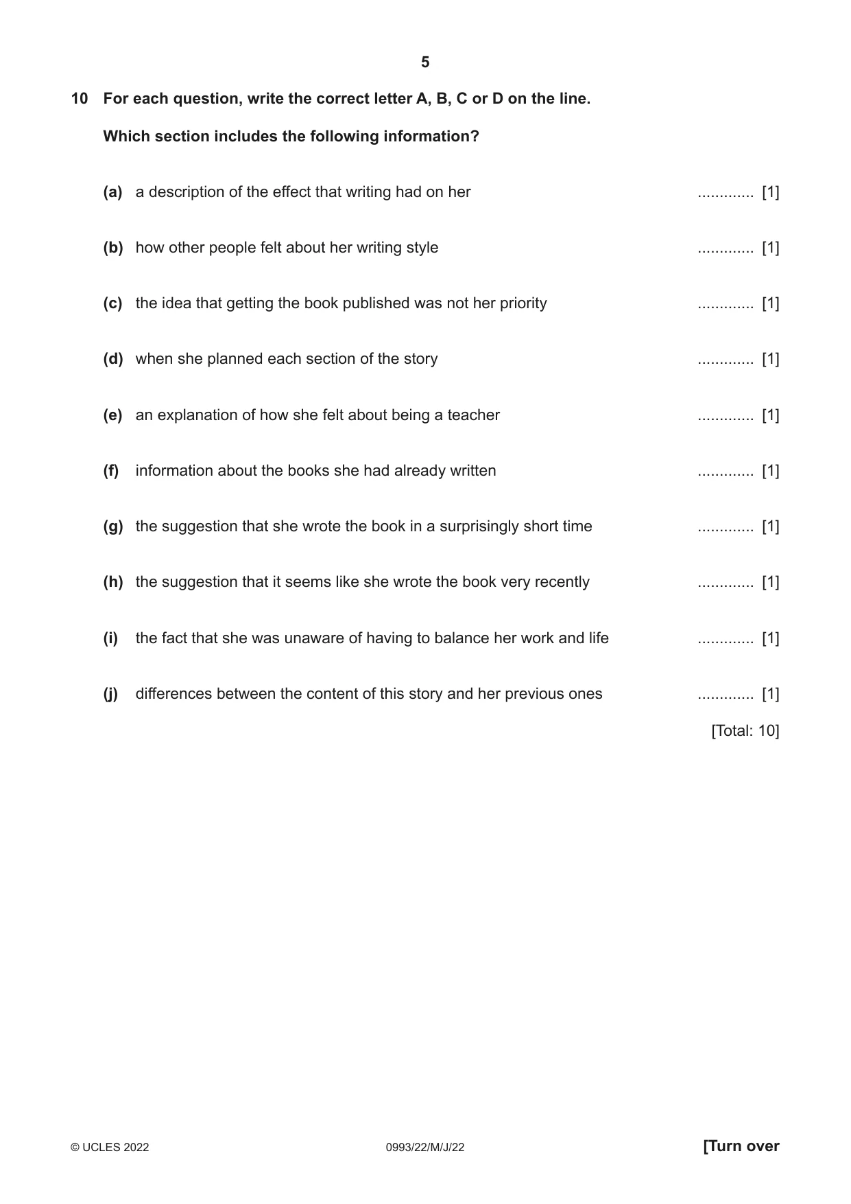 Cambridge IGCSE English Second Language (Speaking Endorsement) (9-1) 0993 2022 May/June Paper 2 · Variant 2 question paper, page 5 of 16