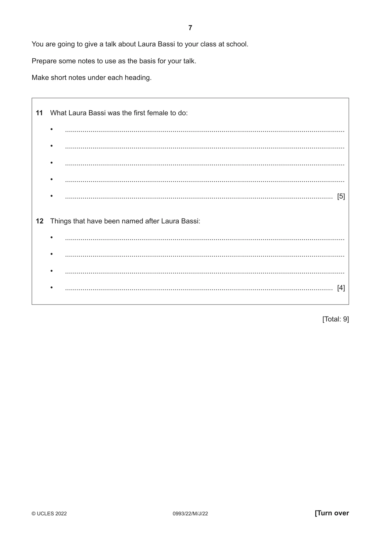 Cambridge IGCSE English Second Language (Speaking Endorsement) (9-1) 0993 2022 May/June Paper 2 · Variant 2 question paper, page 7 of 16