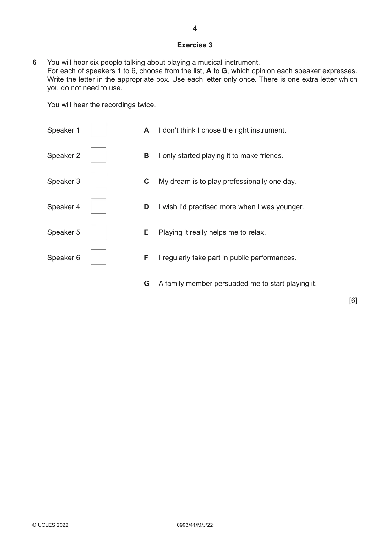 Cambridge IGCSE English Second Language (Speaking Endorsement) (9-1) 0993 2022 May/June Paper 4 · Variant 1 question paper, page 4 of 12
