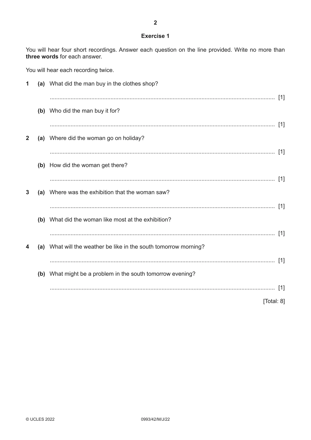 Cambridge IGCSE English Second Language (Speaking Endorsement) (9-1) 0993 2022 May/June Paper 4 · Variant 2 question paper, page 2 of 12