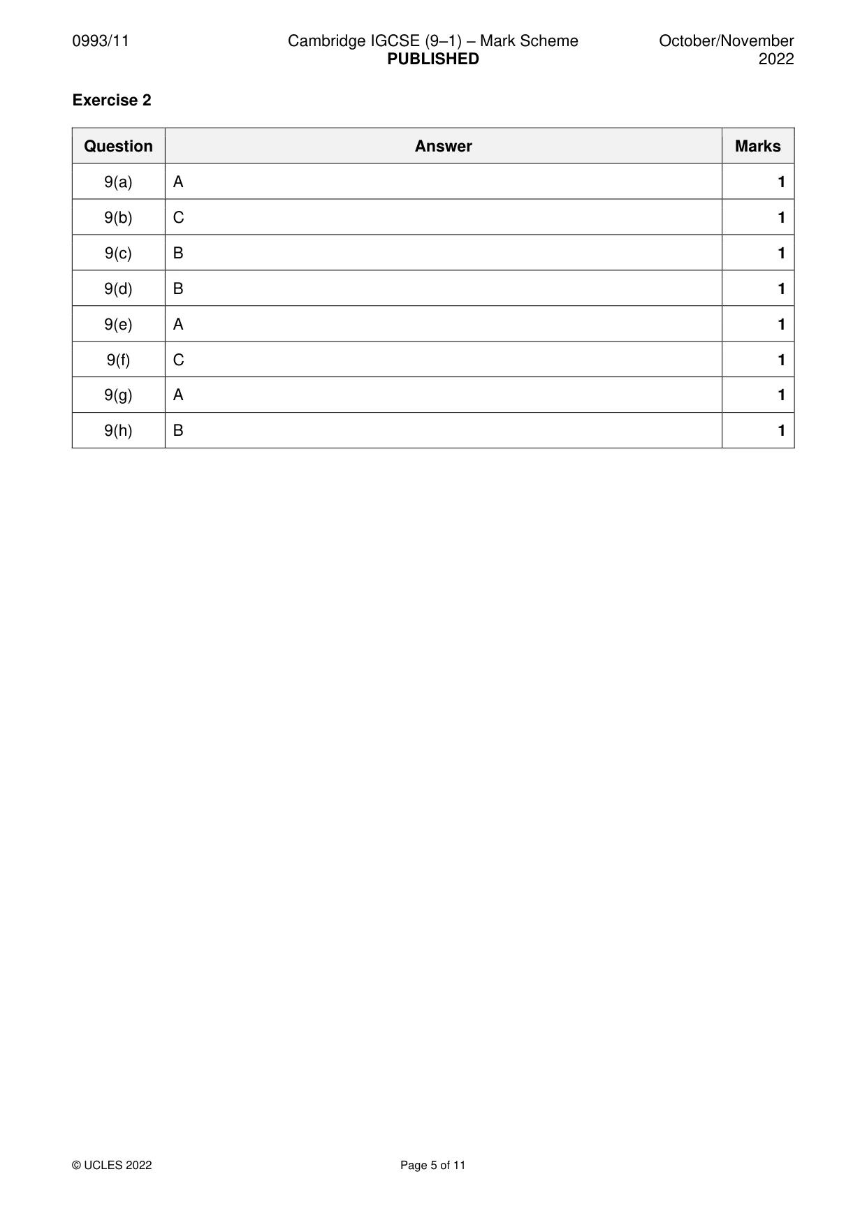Mark scheme, page 5 of 11