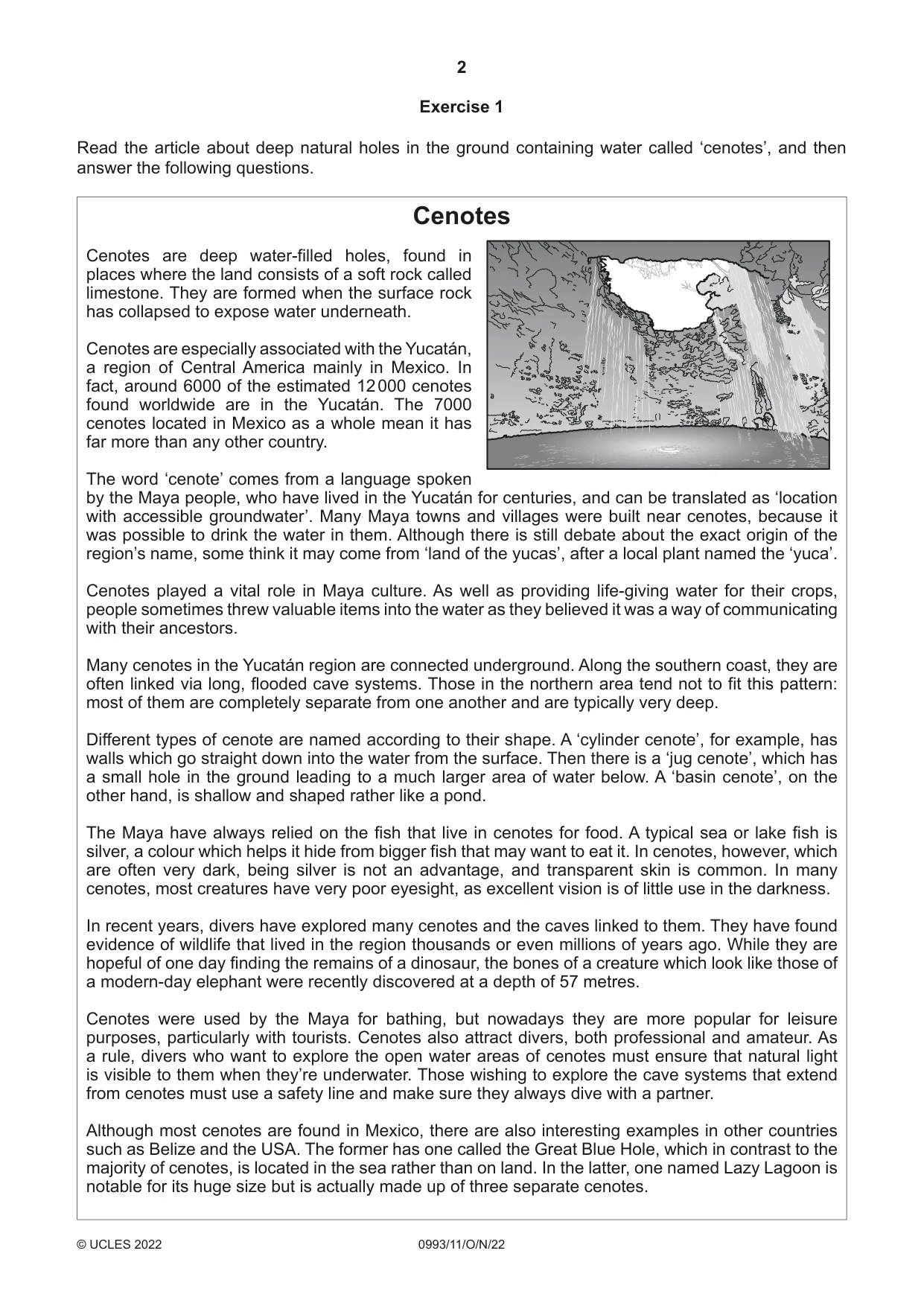 Cambridge IGCSE English Second Language (Speaking Endorsement) (9-1) 0993 2022 Oct/Nov Paper 1 · Variant 1 question paper, page 2 of 16