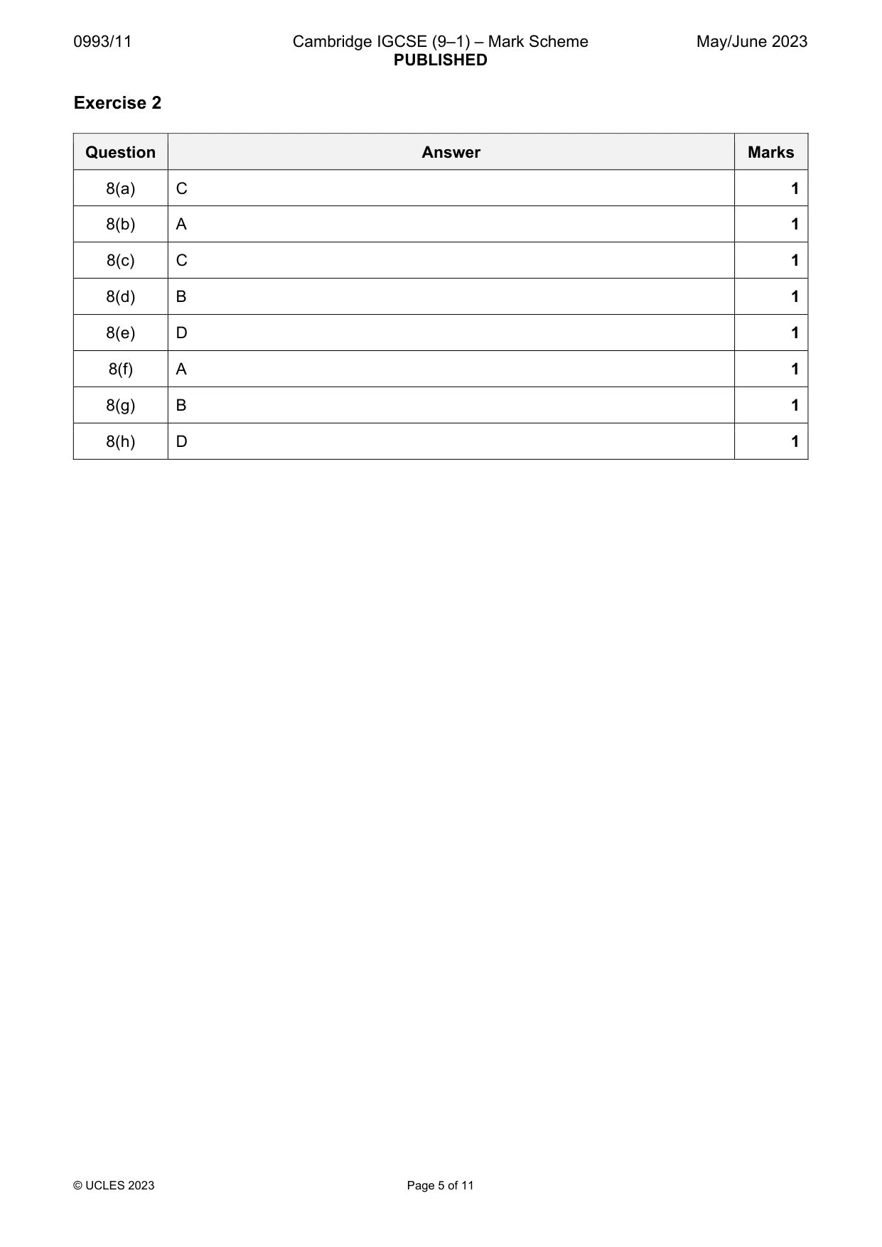 Mark scheme, page 5 of 11