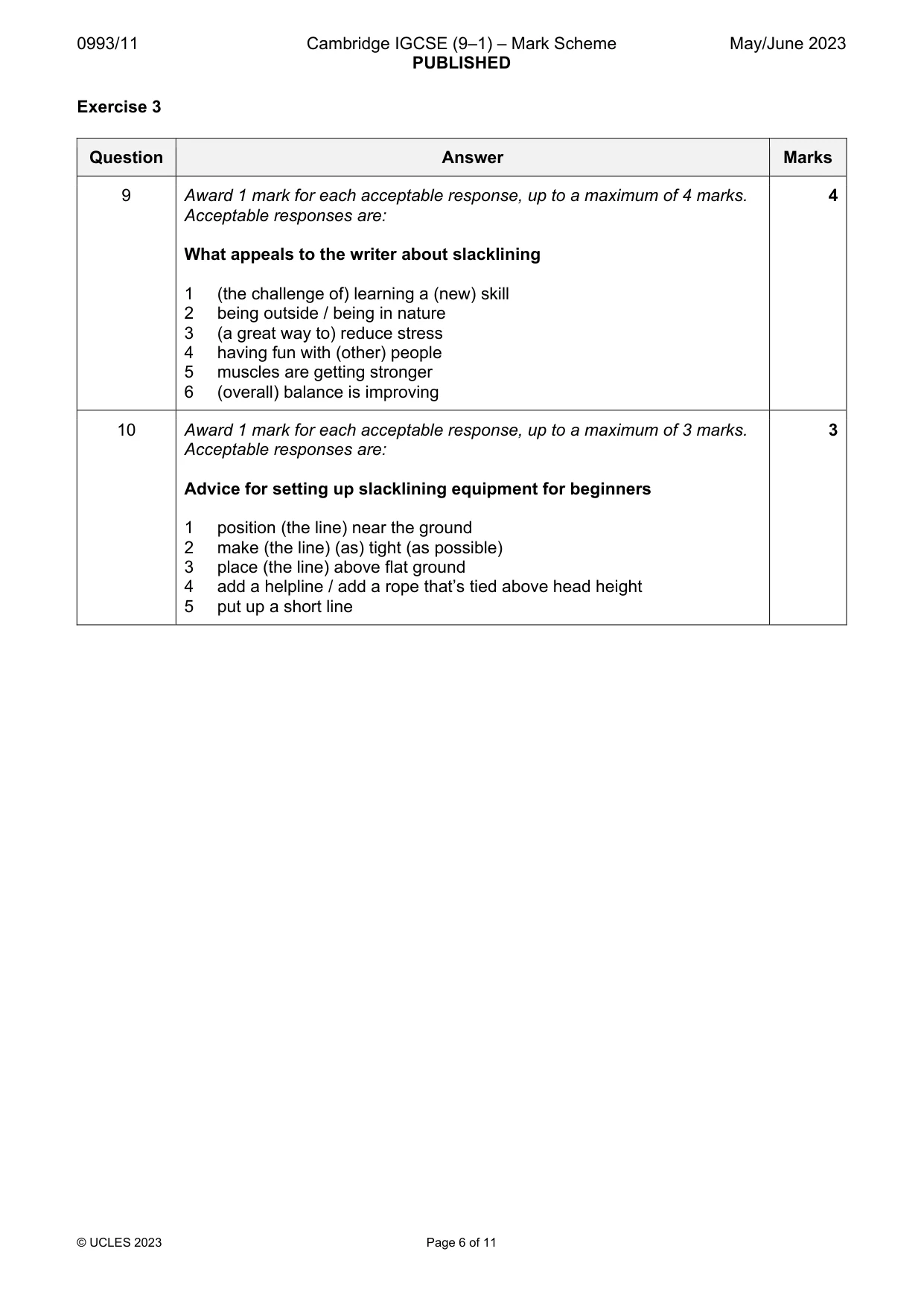 Mark scheme, page 6 of 11