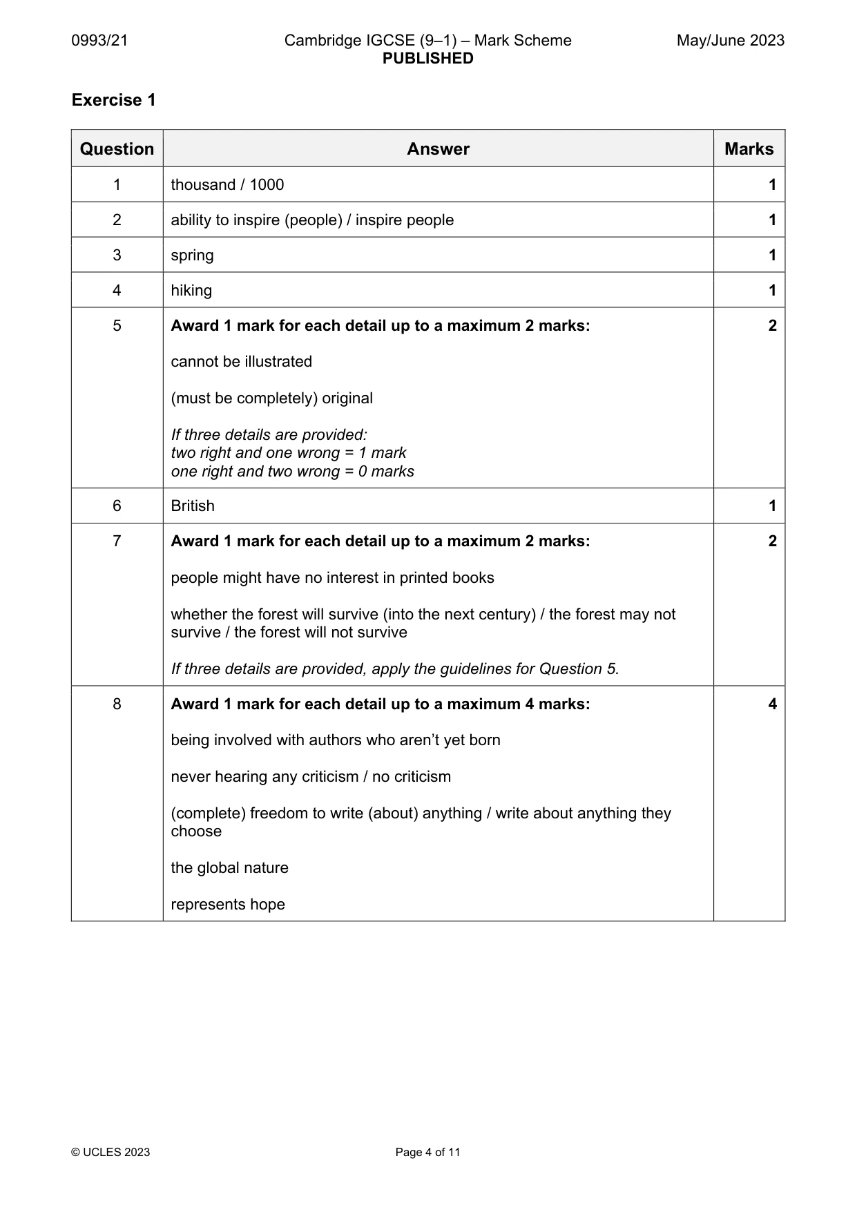 Mark scheme, page 4 of 11