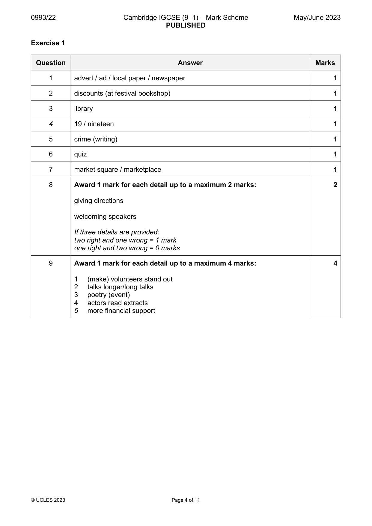 Mark scheme, page 4 of 11